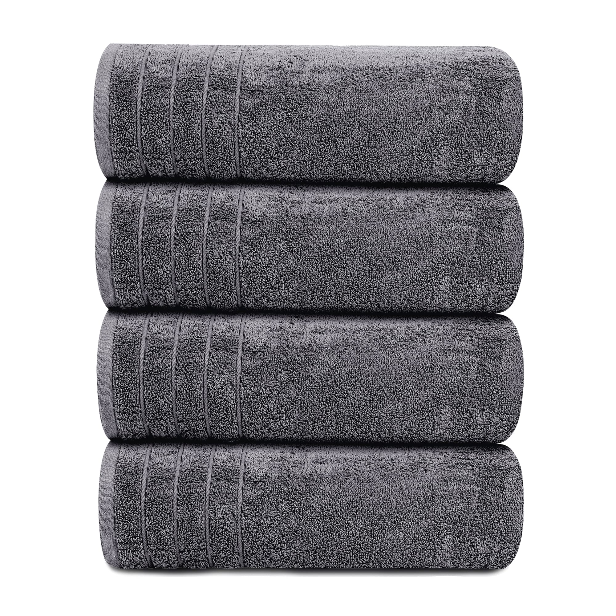 Tens Towels Pack of 4 Extra Large Bath Towels 30 x 60 Inches, 100% Cotton, Larger & Lighter Weight, Quicker to Dry, Super Soft and Absorbent, Perfect for Bathroom,: Dark Grey