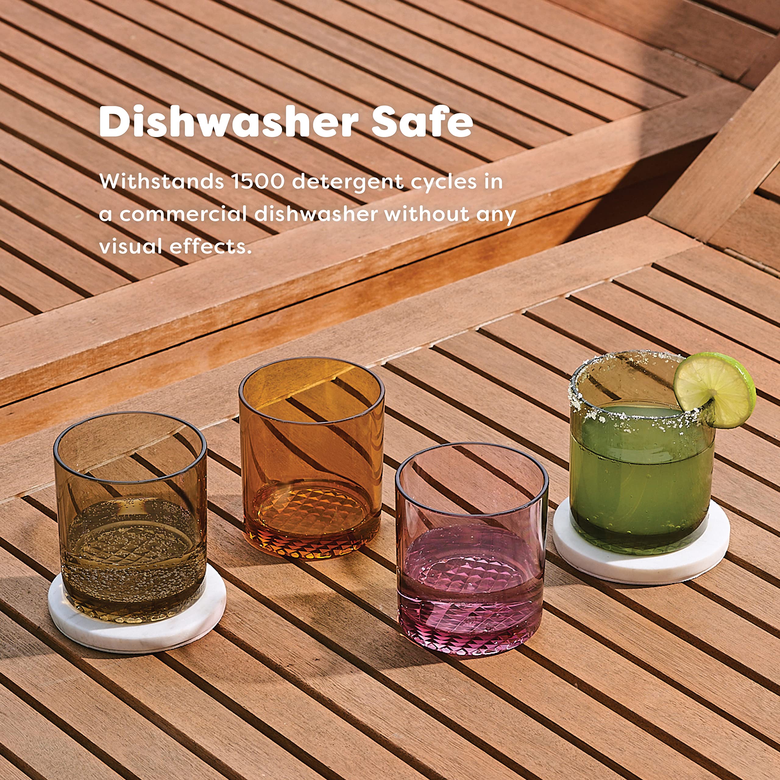 TOSSWARE RESERVE 12oz Old Fashioned - Color Series SET OF 4, Premium Quality, Tritan Dishwasher Safe & Heat Resistant Unbreakable Plastic Whiskey Glasses: TOSSWARE RESERVE 12oz Old Fashioned - Color Series SET OF 4, Premium Quality, Tritan Dishwasher Safe & Heat Resistant Unbreakable Plastic Whiskey Glasses