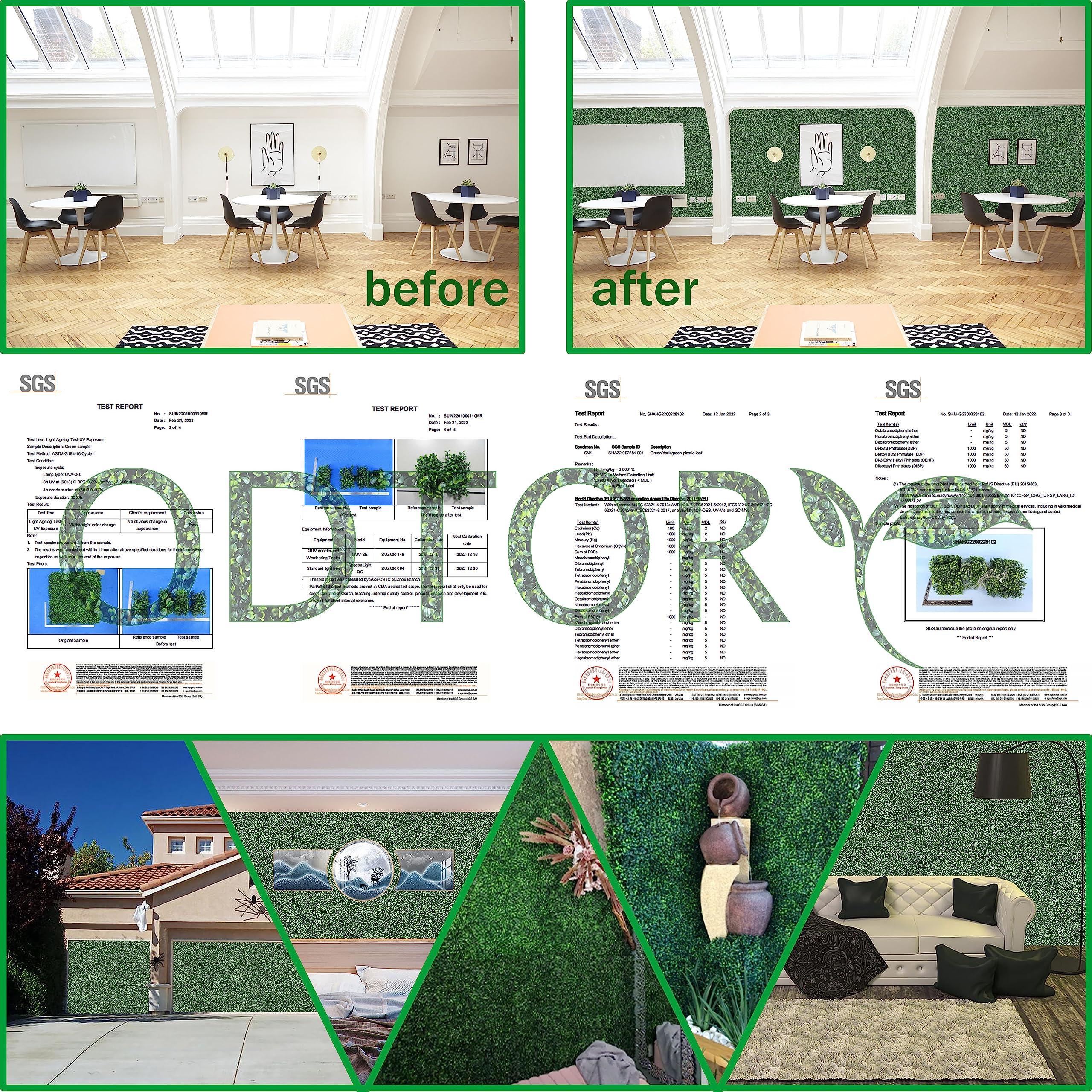 Artificial Grass Wall Backdrop Panels,16 X 12 in 12P(16 sqft) UV-Anti Greenery Boxwood Panels for Indoor Outdoor Green Wall Decor & Ivy Fence Covering Privacy thumbnail 7