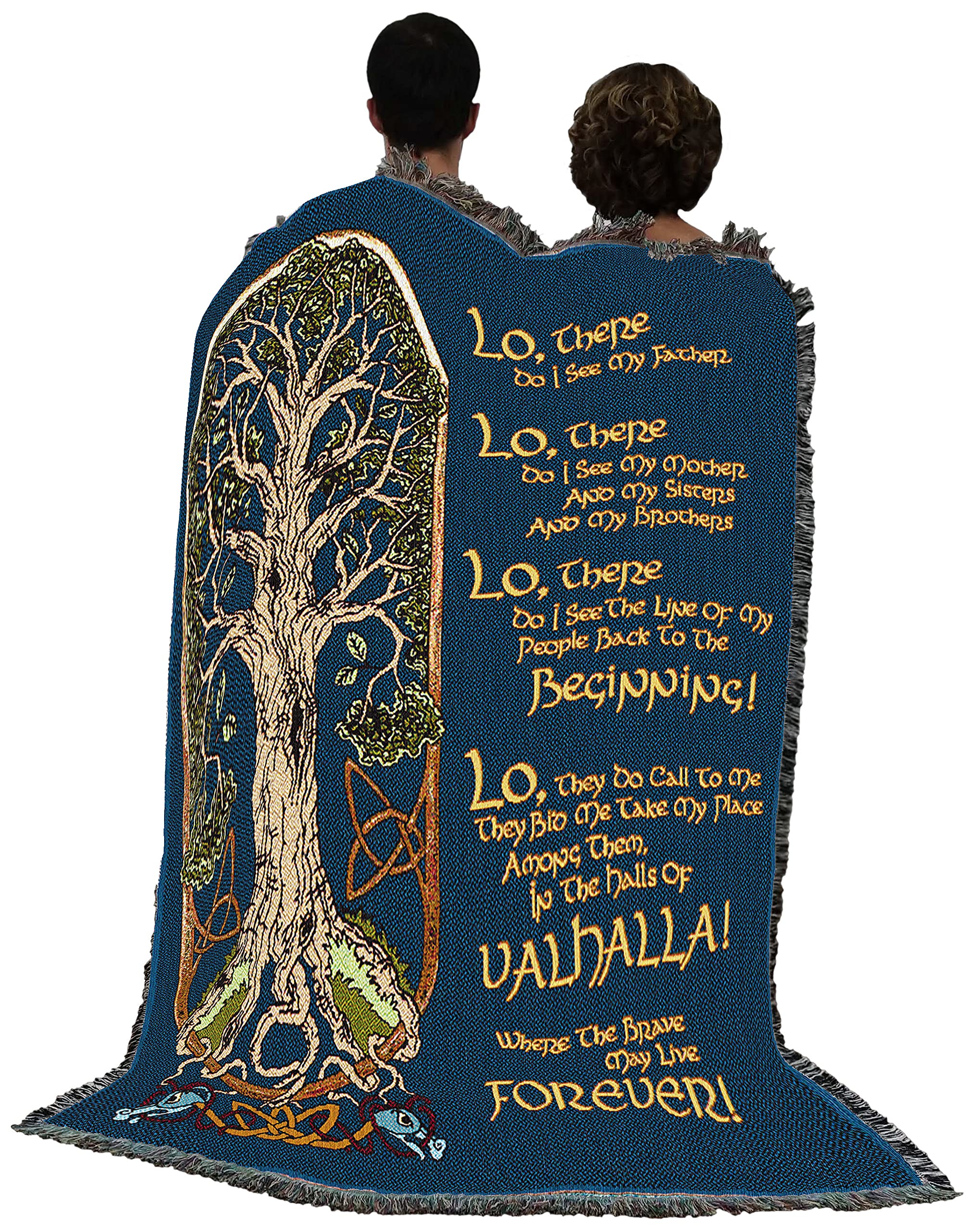 Pure Country Weavers The Viking Prayer Blanket - Tree of Life - Norse Gift Tapestry Throw Woven from Cotton - Made in The USA (72x54): 72" x 54" Viking Prayer