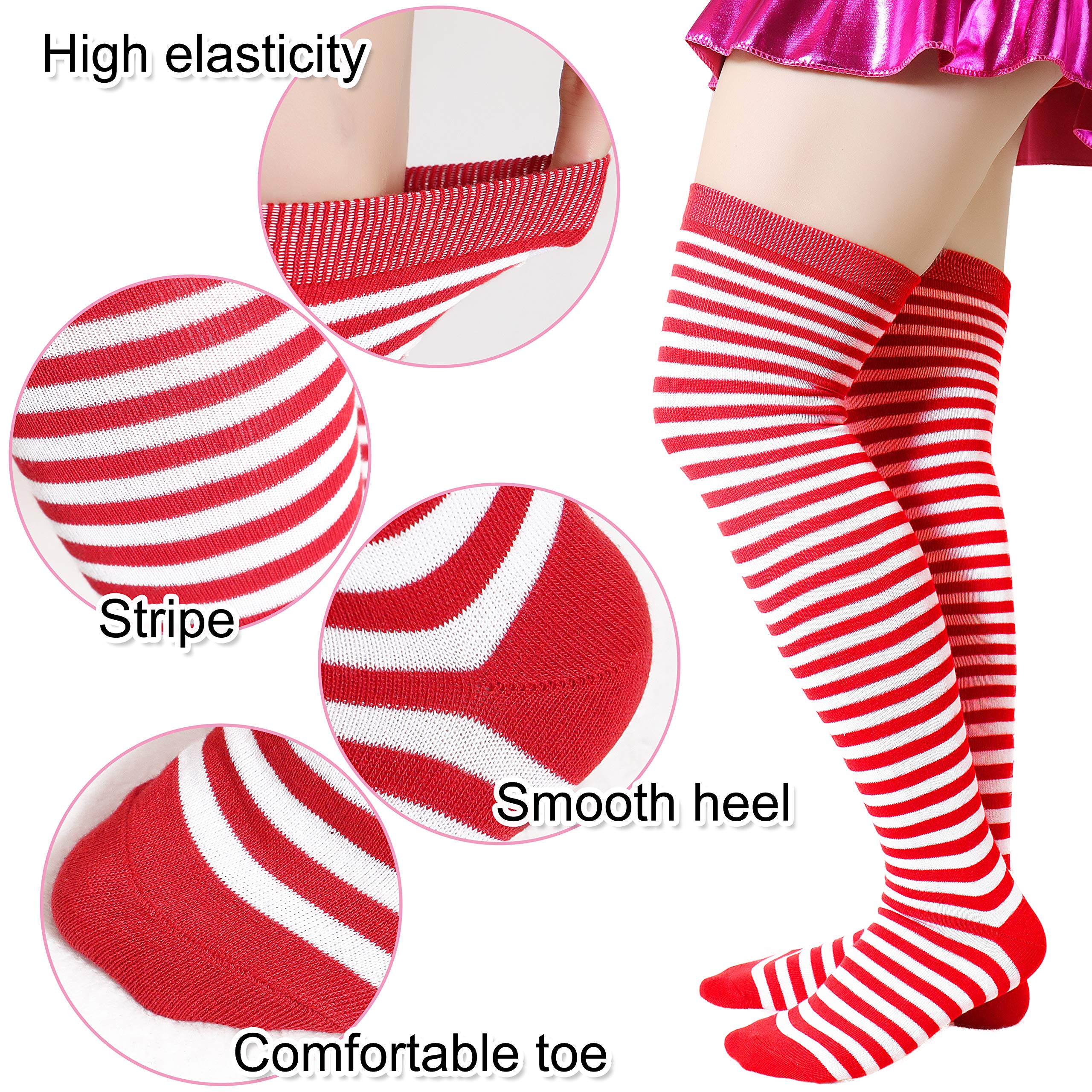 Bienvenu Womens Socks Striped Knee High Socks Arm Warmer Fingerless Gloves Set: Red White