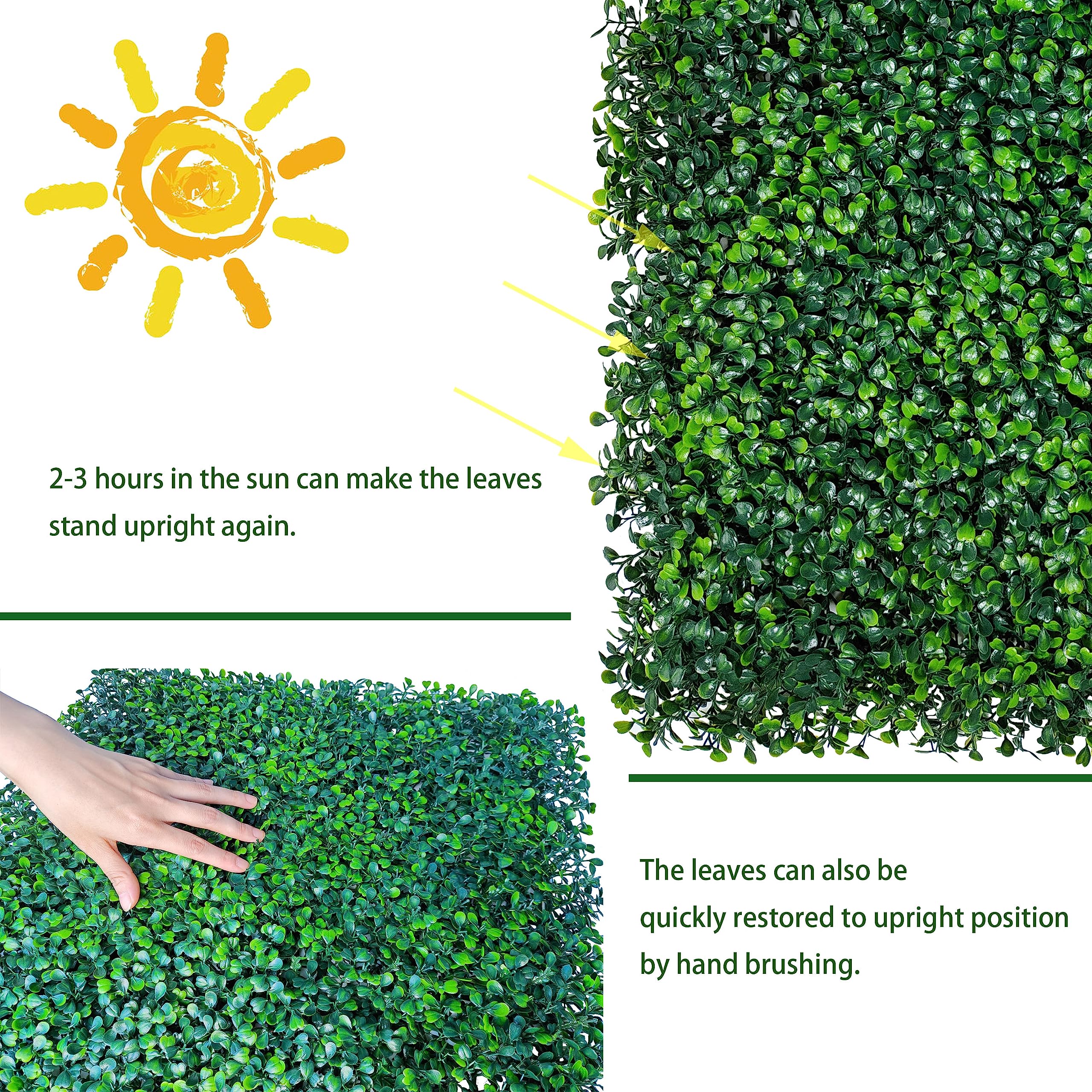 Artificial Grass Wall Backdrop Panels,16 X 12 in 12P(16 sqft) UV-Anti Greenery Boxwood Panels for Indoor Outdoor Green Wall Decor & Ivy Fence Covering Privacy thumbnail 5