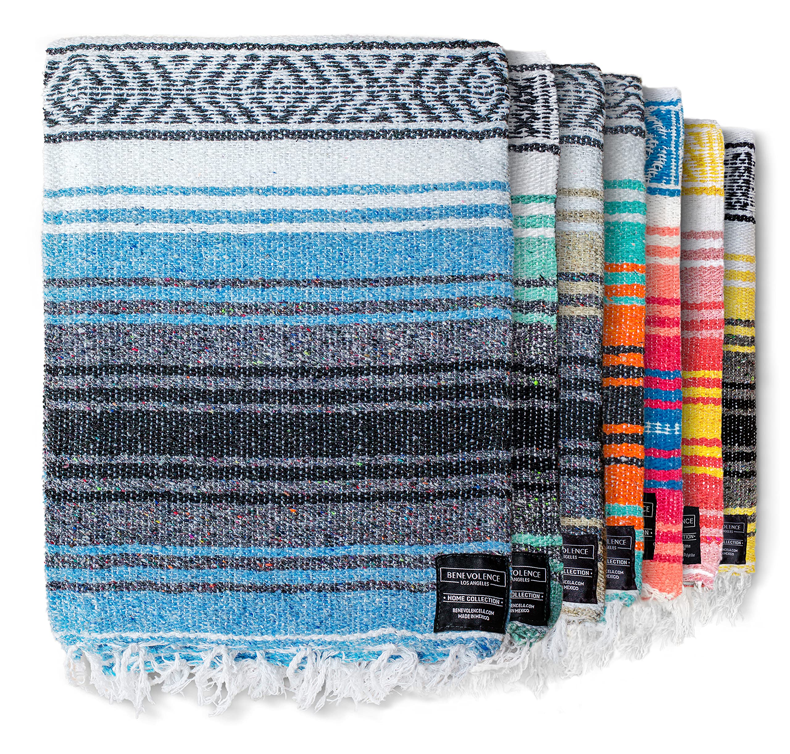 Benevolence LA Authentic Handwoven Mexican Blanket | Yoga Blankets, Outdoor, Picnic, Beach, Camping | Equestrian Saddle | Serape 50x70 inches - , Pack of 1