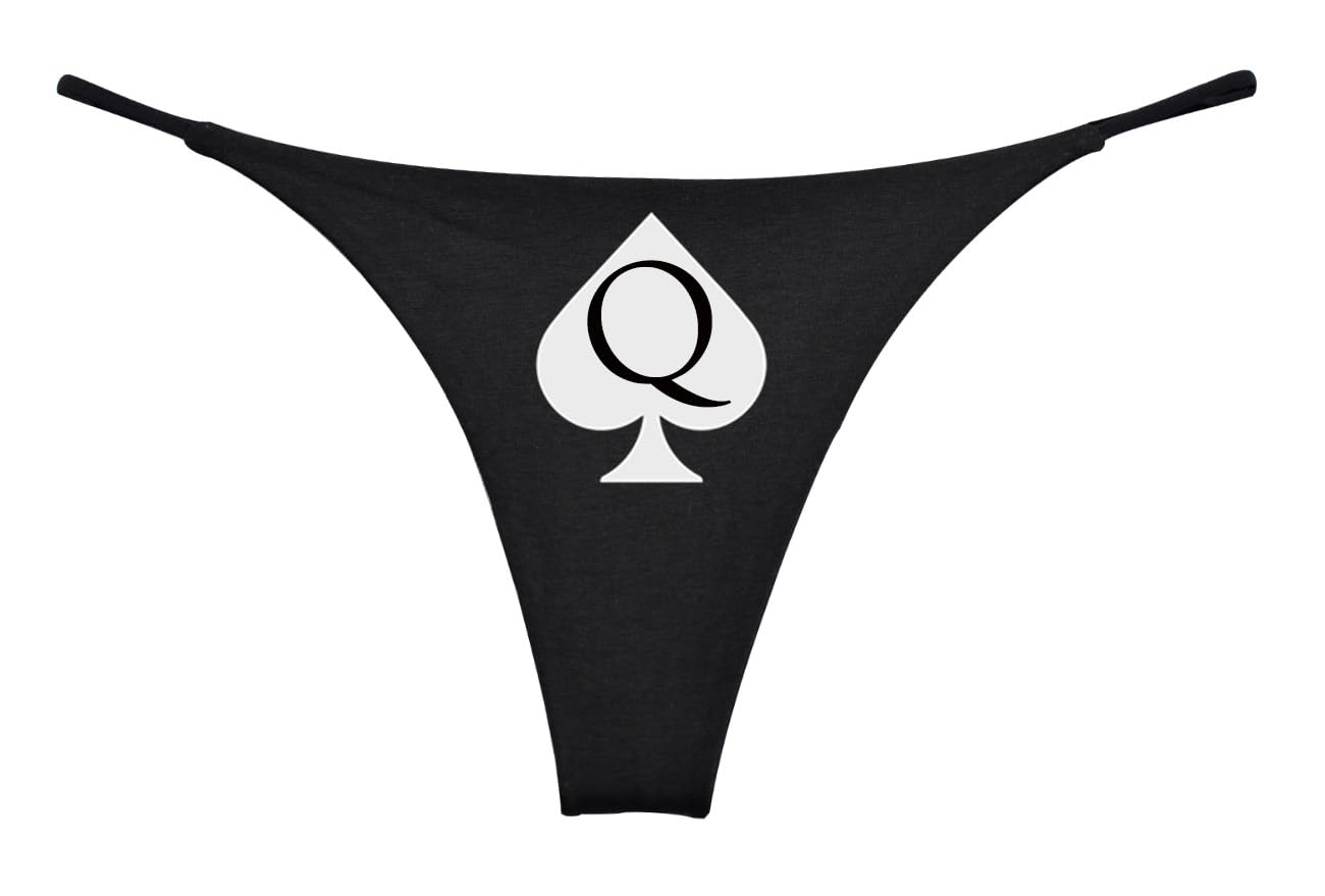 NE Beauty Queen of Spades Thong For Women (Set of 1) Black Cotton: XX-Large