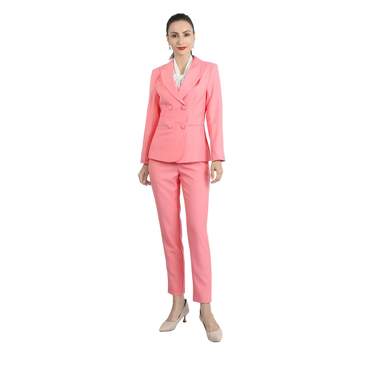YUNCLOS Women's 2 Piece Double Breasted Suit Set Two Button Blazer and Pants