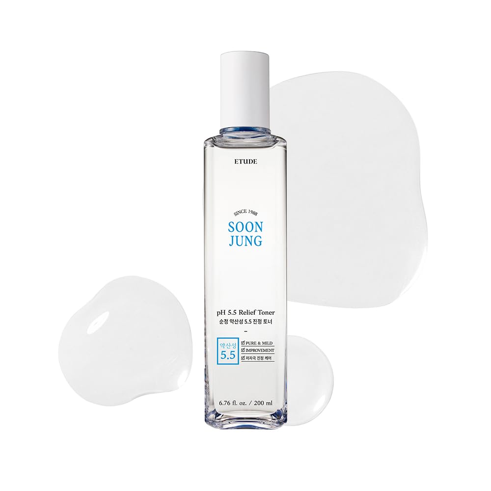 ETUDE Soonjung pH5.5 Relief Toner 200ml (New Version) | Skin Care Solution | Low PH Toner for Sensitive Skin | Non-Comedogenic, Hypoallergenic & Fragrance Free Moisturizer for Face