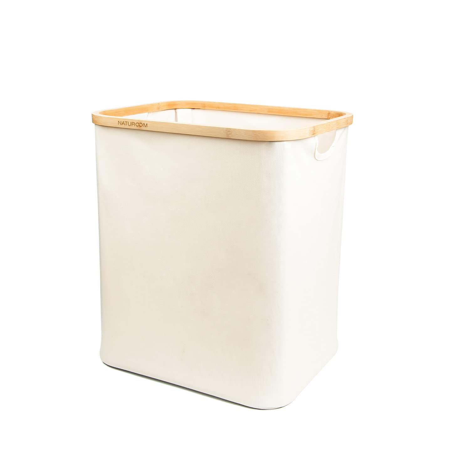 Naturoom Bamboo Storage Basket | Laundry Hamper, Folding Bamboo Frame Fabric Shelf Basket With Handles, Large Cube Organizer For Bathroom, Bedroom Dirty Clothes/ Towels/ Blankets/ Toys Storage Bin