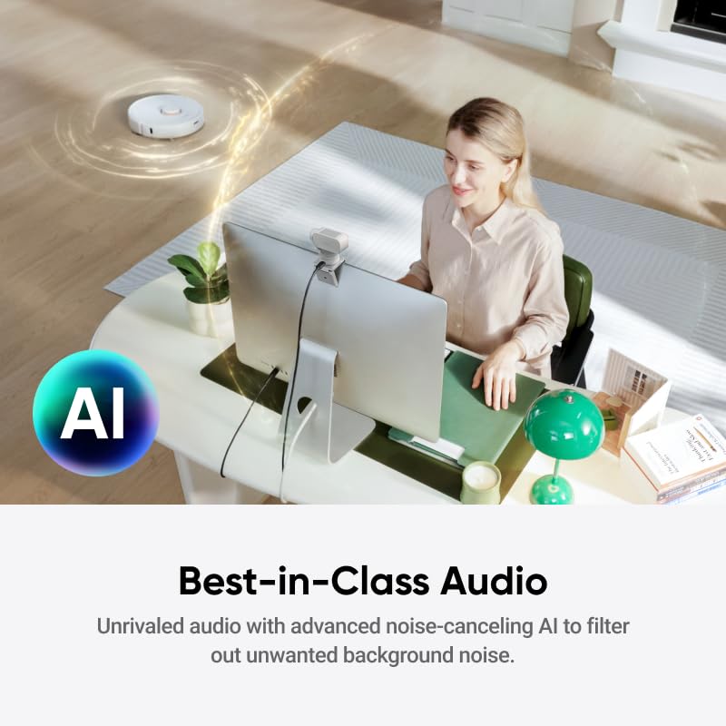 Insta360 Link 2 - PTZ 4K Webcam for PC/Mac, 1/2" Sensor, AI Tracking, HDR, AI Noise-Canceling Mic, Gesture Control for Streaming, Video Calls, Gaming, Works with Zoom, Teams, Twitch & More