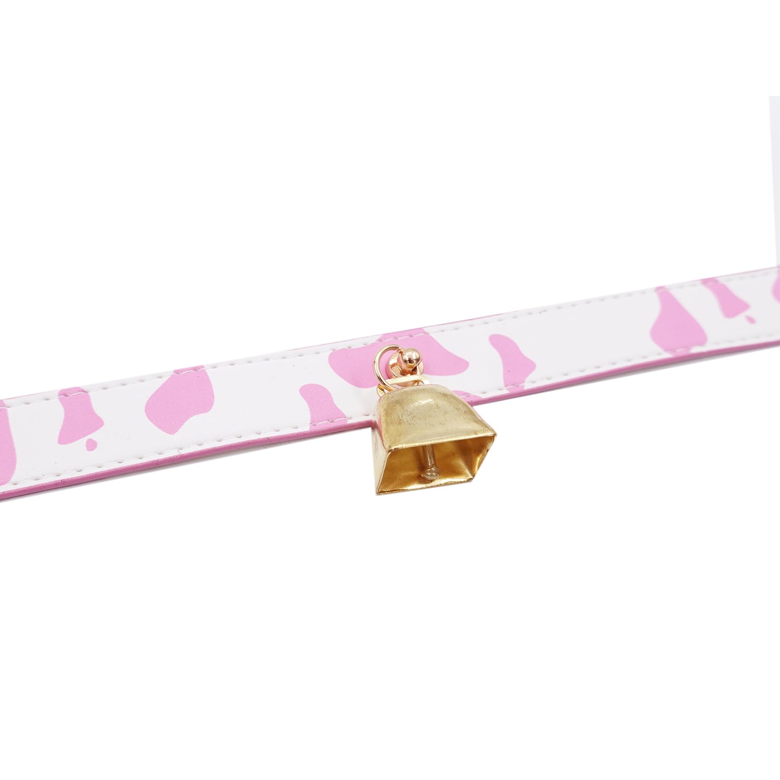 paloli Basic Cow Print Bell Collar Choker Necklace for women: Pink Gold Bell