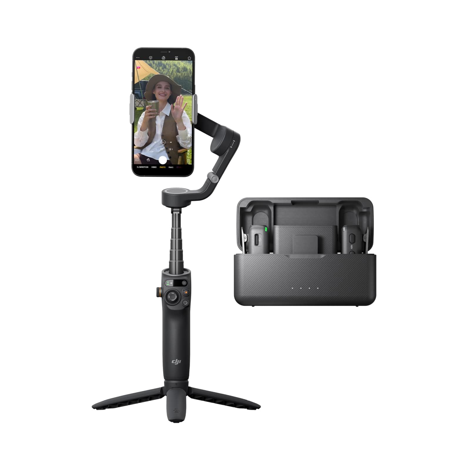 DJI Osmo Mobile 6 Gimbal Stabilizer for Smartphones, 3-Axis Phone Gimbal, Built-In Extension Rod, Object Tracking, Portable and Foldable, Vlogging Stabilizer, YouTube TikTok, Slate Gray