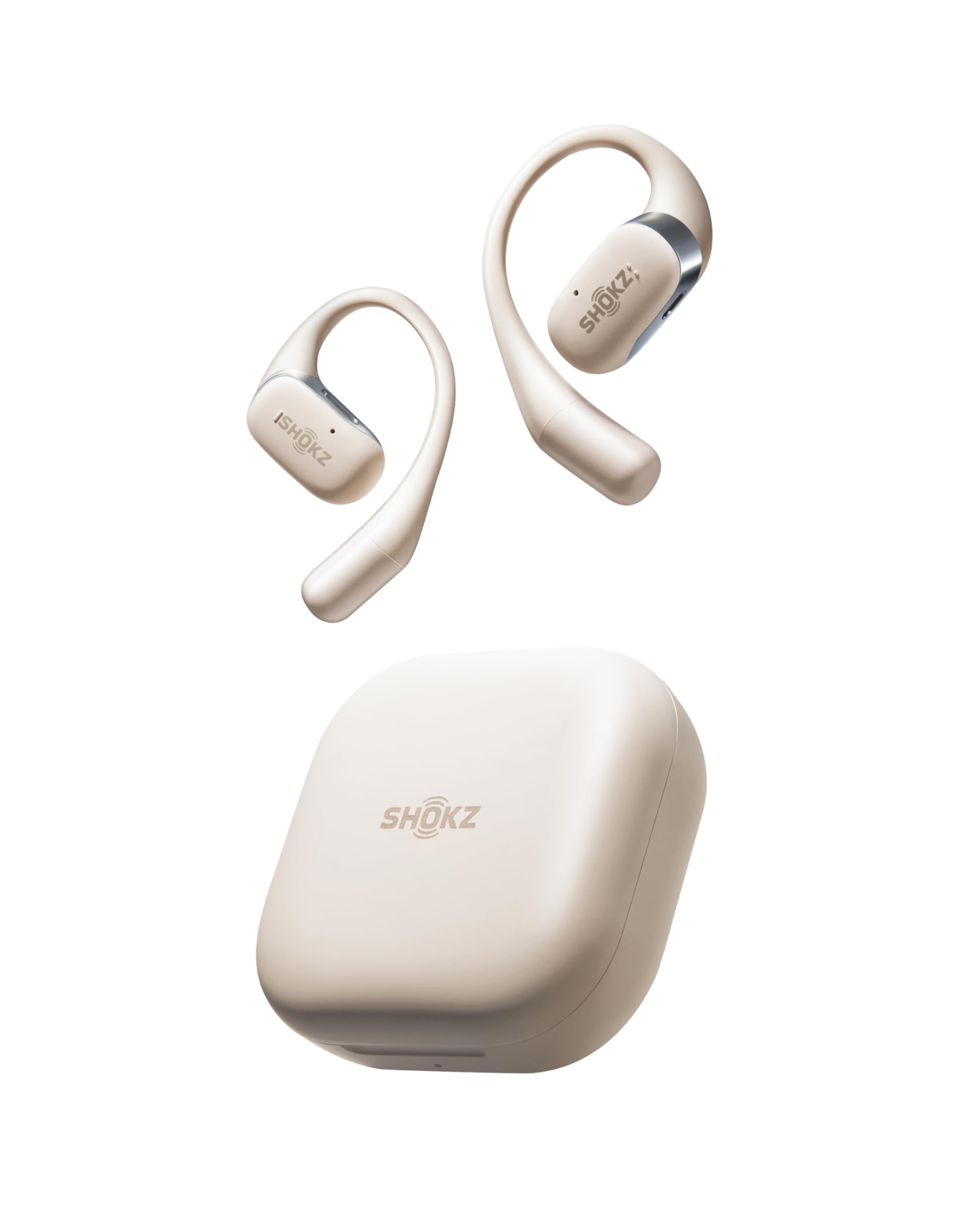 SHOKZ OpenFit - Open-Ear True Wireless Bluetooth Headphones with Microphone, Earbuds with Earhooks, Sweat Resistant, Fast Charging, 28HRS Playtime, Compatible with iPhone & Android,
