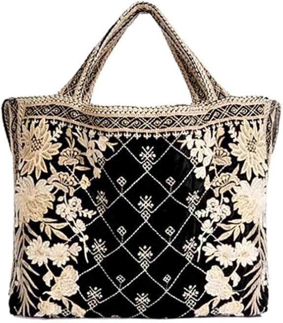 Johnny Was Othilia Black Velvet Cream White Lace Velvet Bag Handbag Purse New