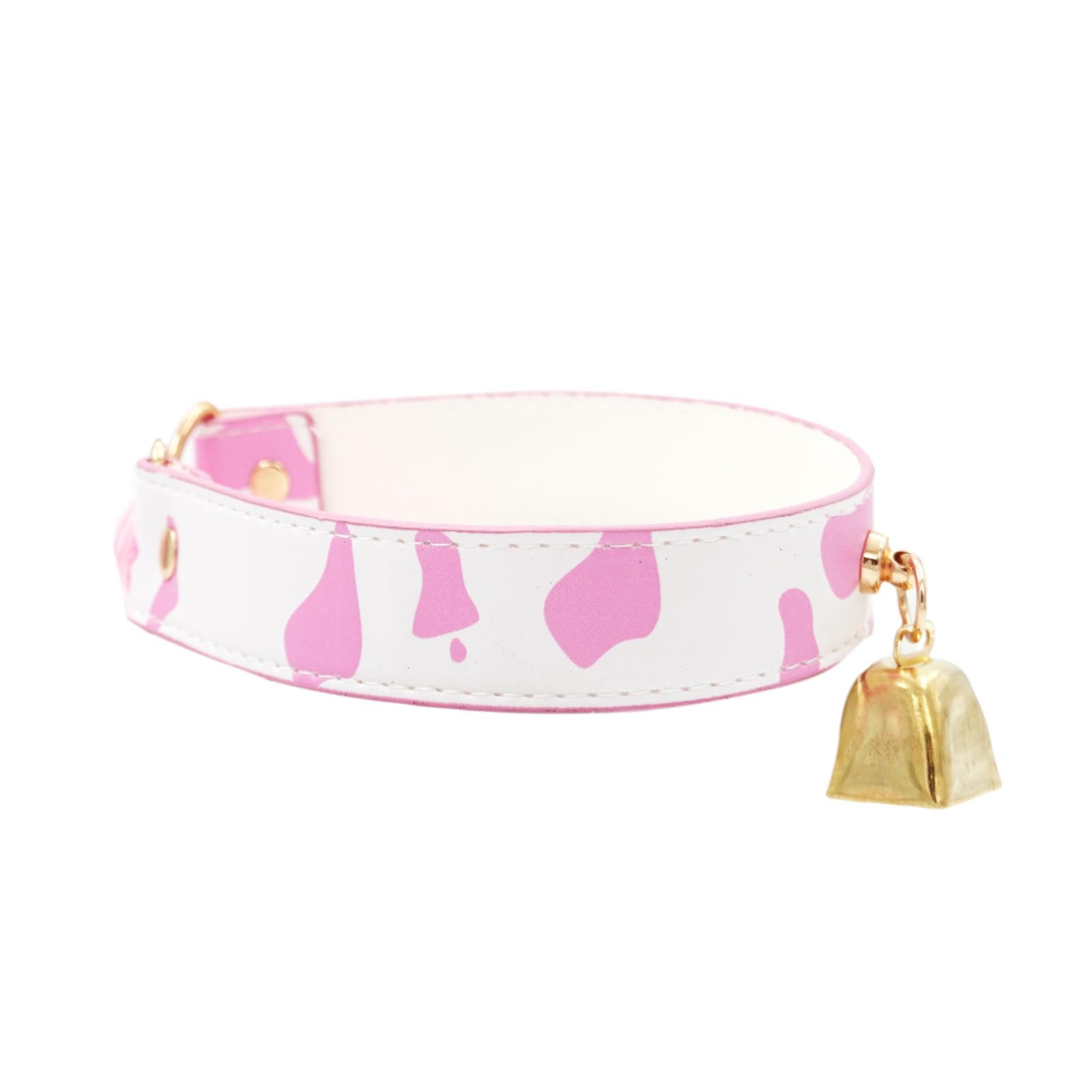 paloli Basic Cow Print Bell Collar Choker Necklace for women: Pink Gold Bell