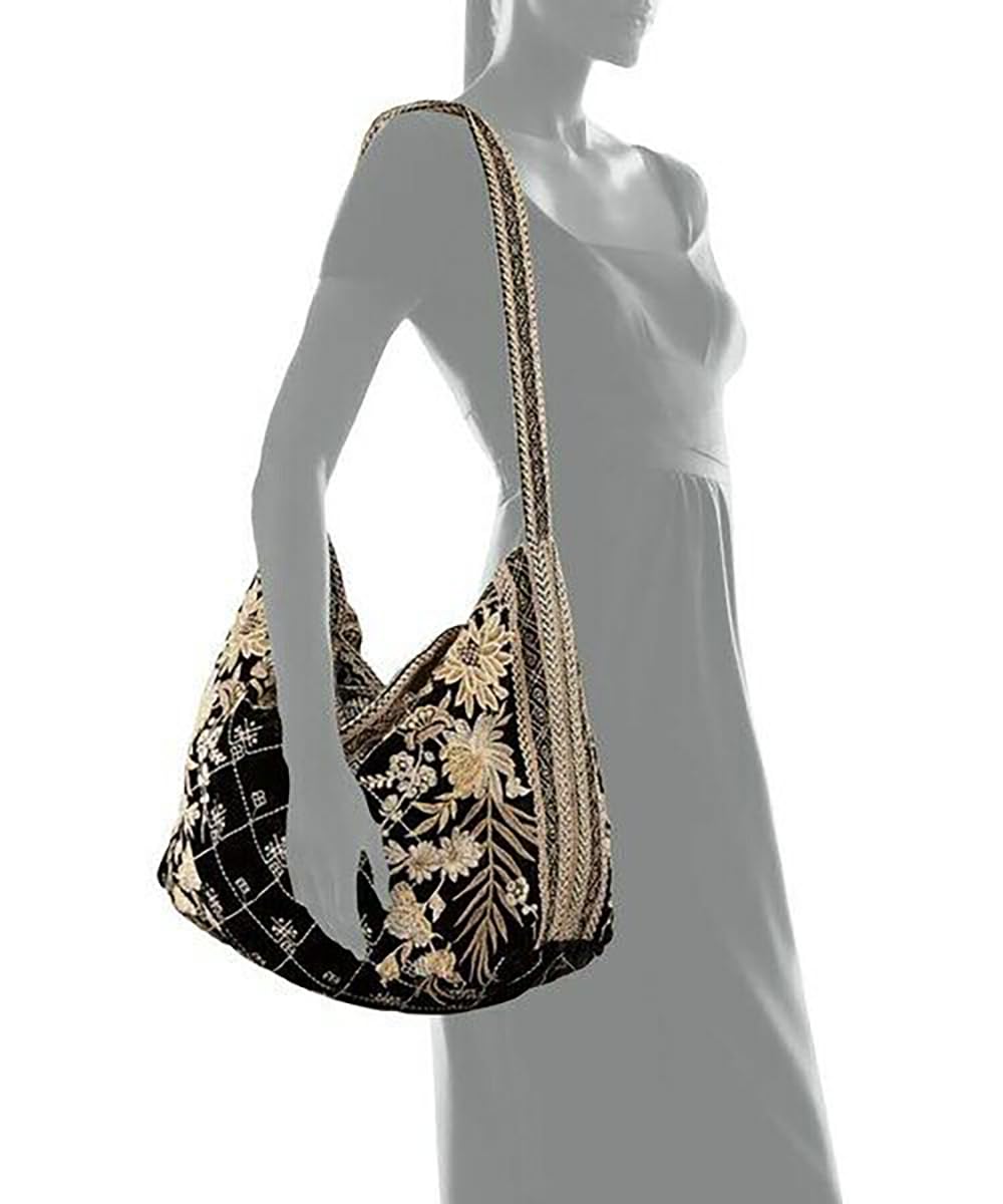Johnny Was Othilia Black Velvet Cream White Lace Velvet Bag Handbag Purse New