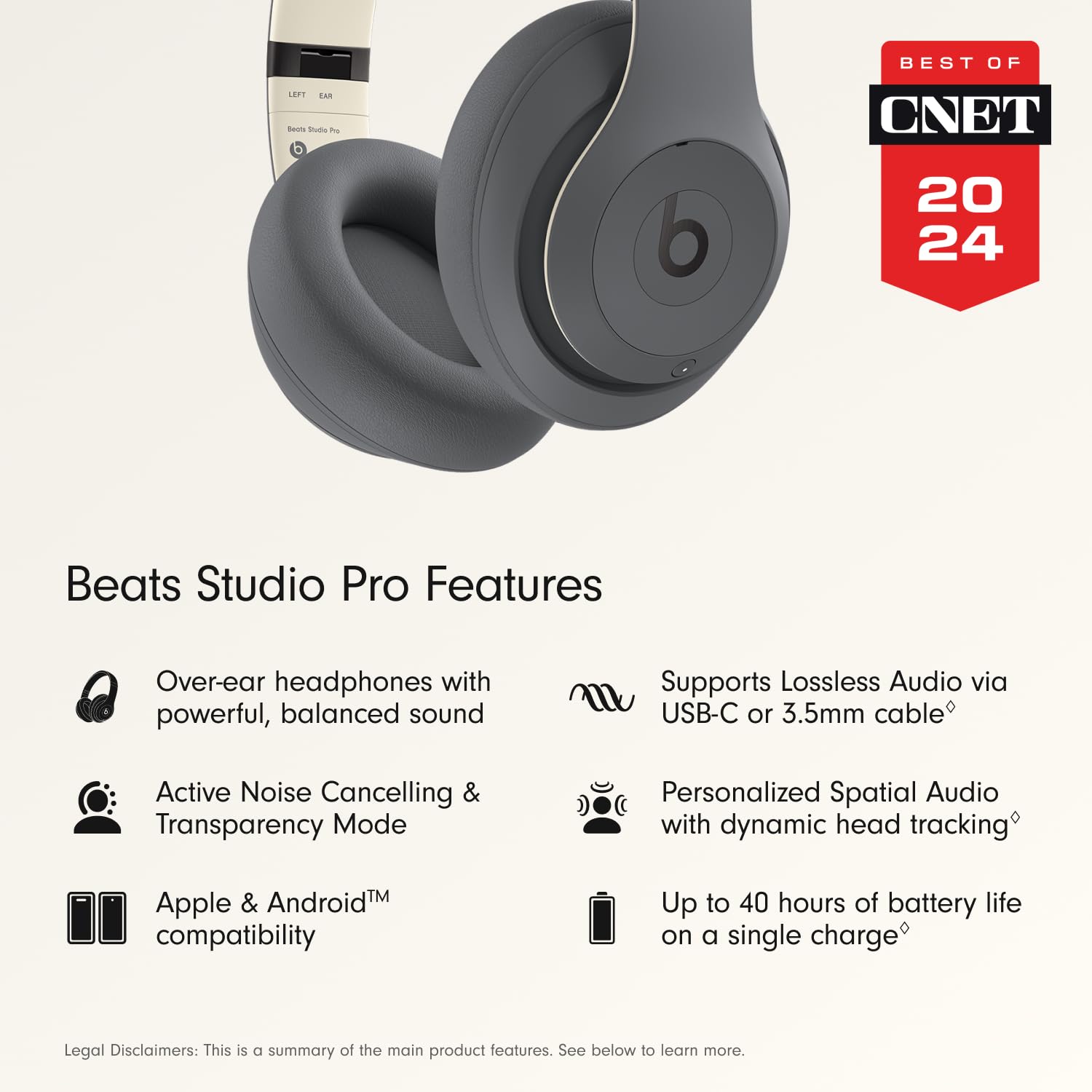 Beats Studio Pro x Kim Kardashian - Bluetooth Noise Cancelling Headphones with AppleCare+ (2 Years) - Moon