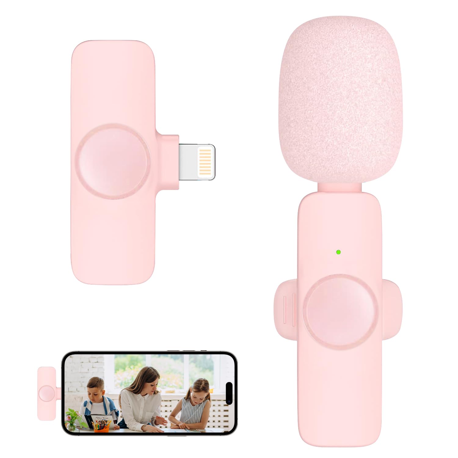 Caiord Professional Wireless Mini Microphone for iPhone, iPad, Android Phone, Cordless Omnidirectional Lavalier Lapel Mic, Plug-Play Microphone for Interview Video Podcast Vlog YouTube