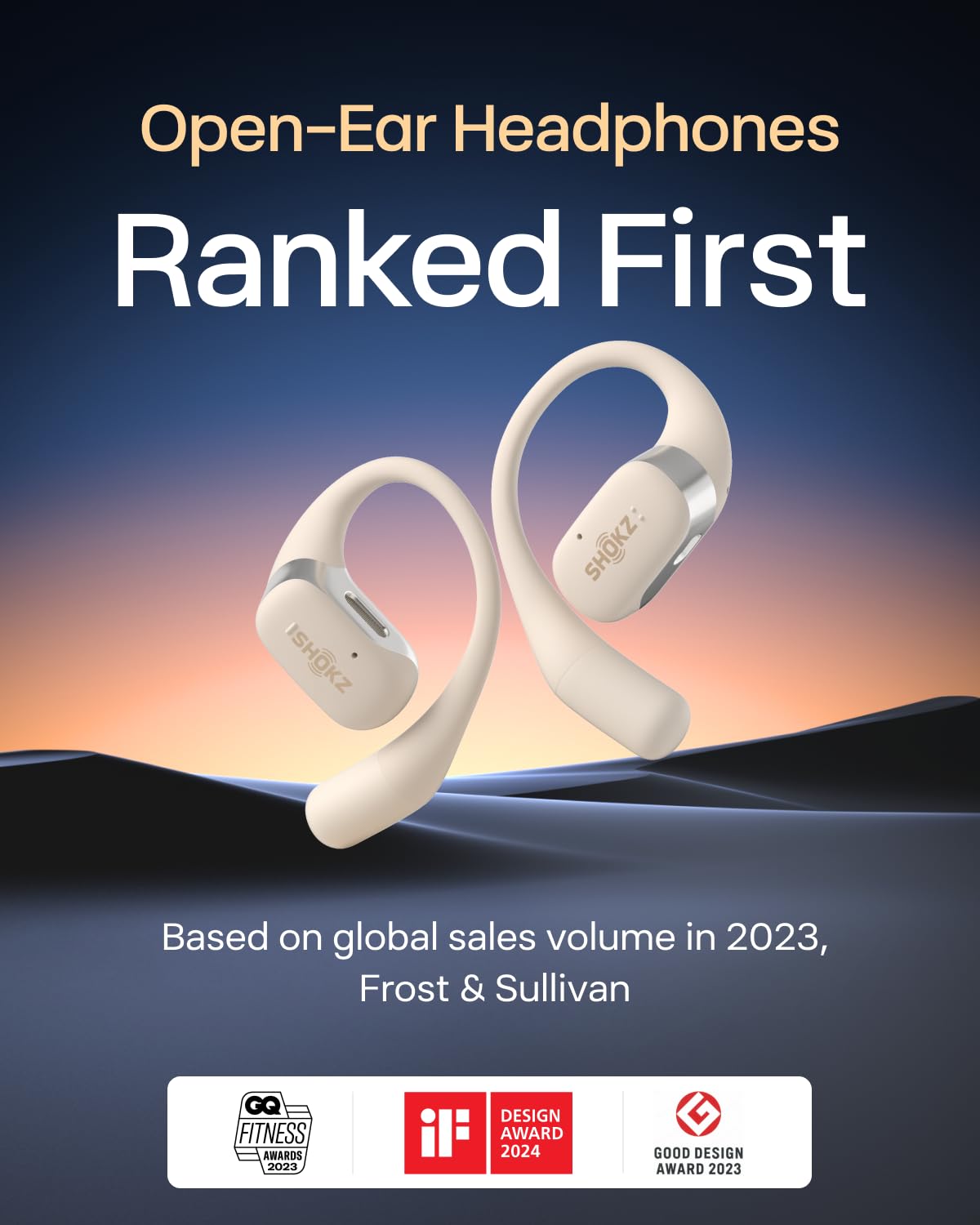 SHOKZ OpenFit - Open-Ear True Wireless Bluetooth Headphones with Microphone, Earbuds with Earhooks, Sweat Resistant, Fast Charging, 28HRS Playtime, Compatible with iPhone & Android,