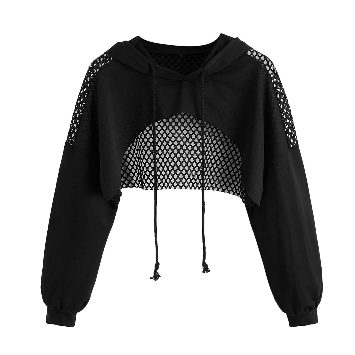 SweatyRocks Women's Casual Solid Cut Out Front Long Sleeve Pullover Crop Top Sweatshirt