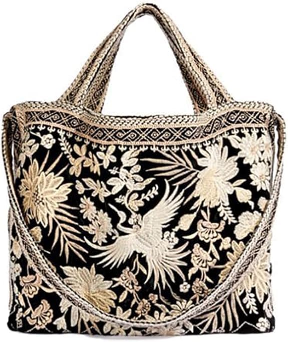 Johnny Was Othilia Black Velvet Cream White Lace Velvet Bag Handbag Purse New