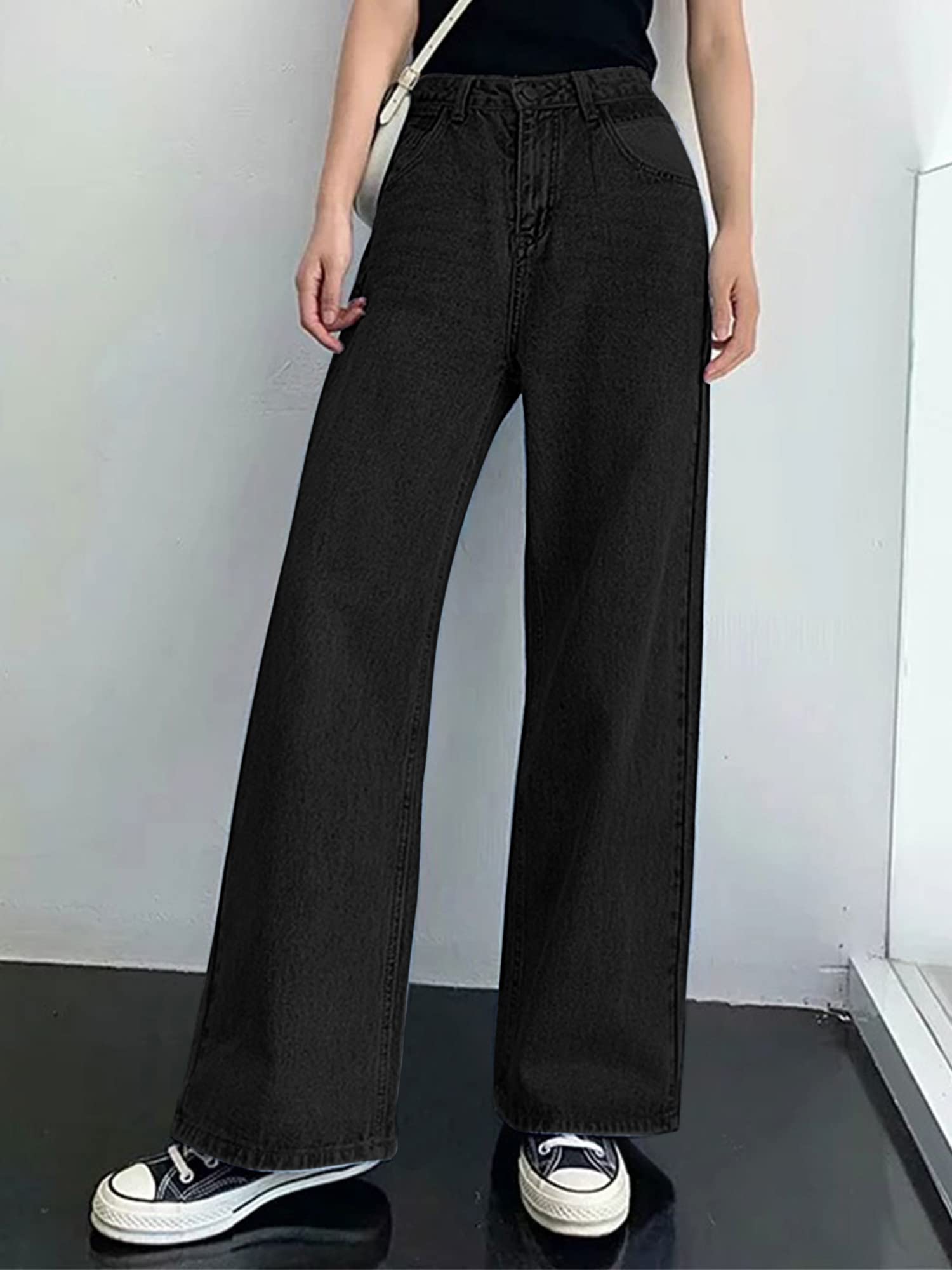 HDLTE Women Wide Leg Jeans High Waist Baggy Jeans for Women Loose Boyfriends Jeans Denim Pants Y2K 90s