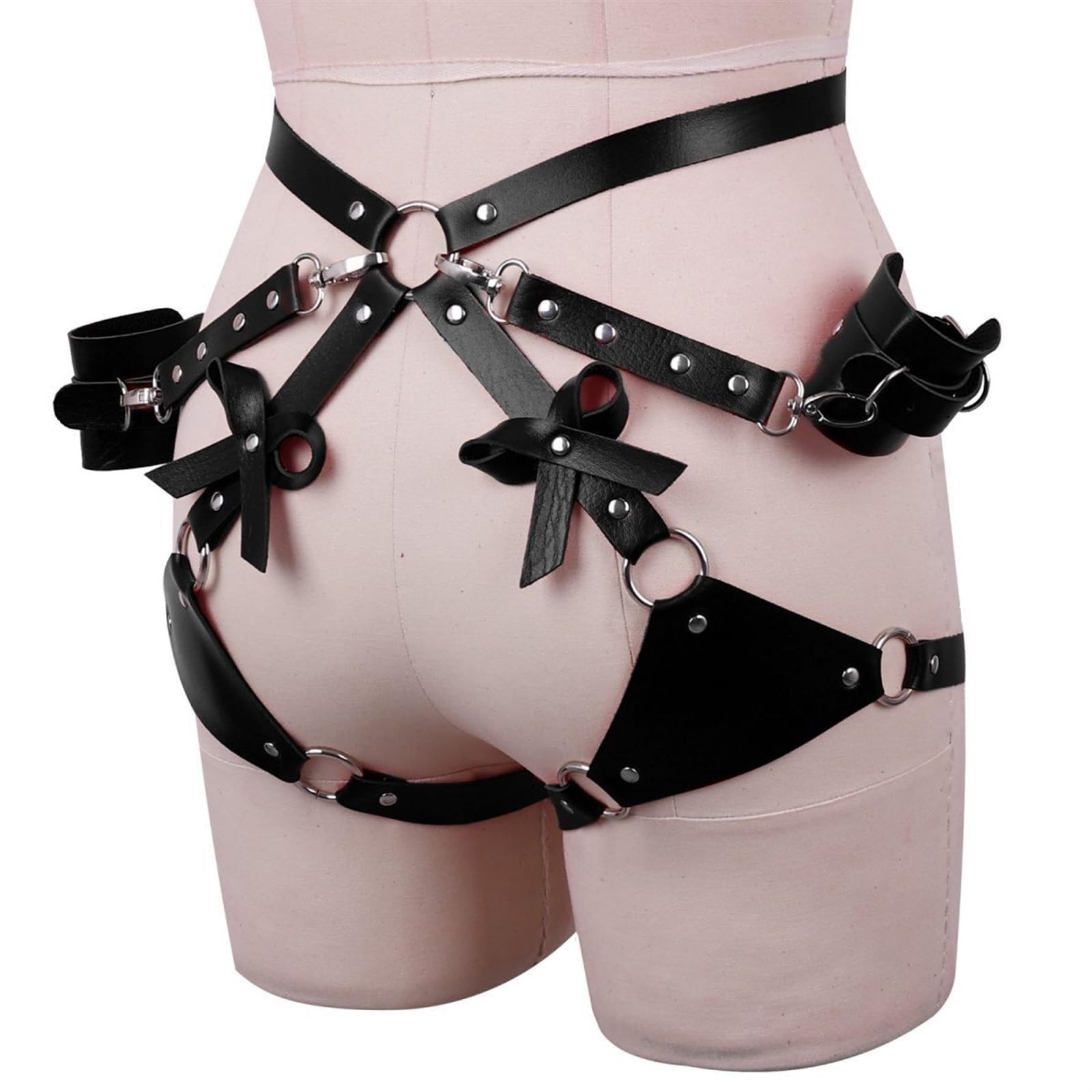 KoovDem Punk Leather Belts Women Body Chain Waist Belt Goth Bondage Lingerie BDSM Lingerie Harness Lingerie Garter: One Size Black