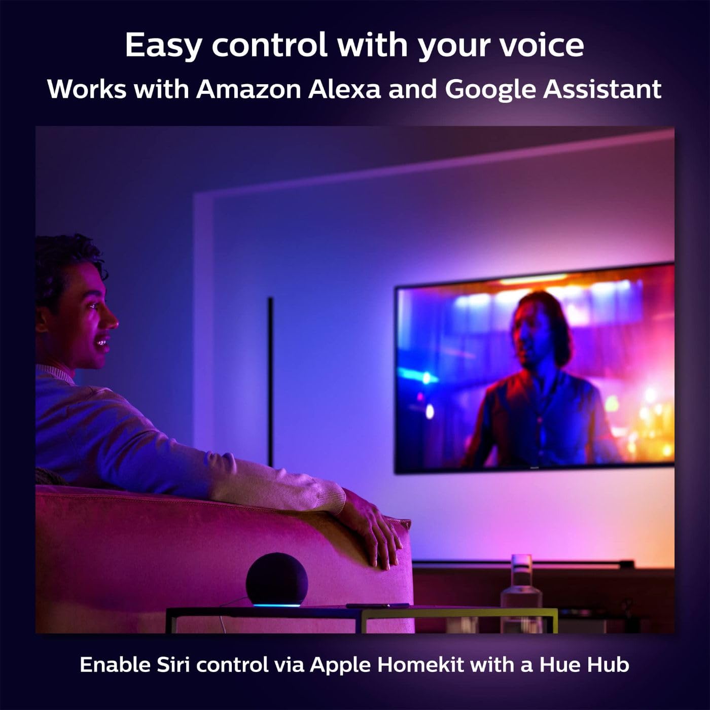 Philips Hue Signe Smart Color Changing Floor Lamp, Black, White and Color Ambiance, Pack of 1, Control with Hue App, LED Floor Lamp Works with Alexa, Google Assistant, and Apple Homekit