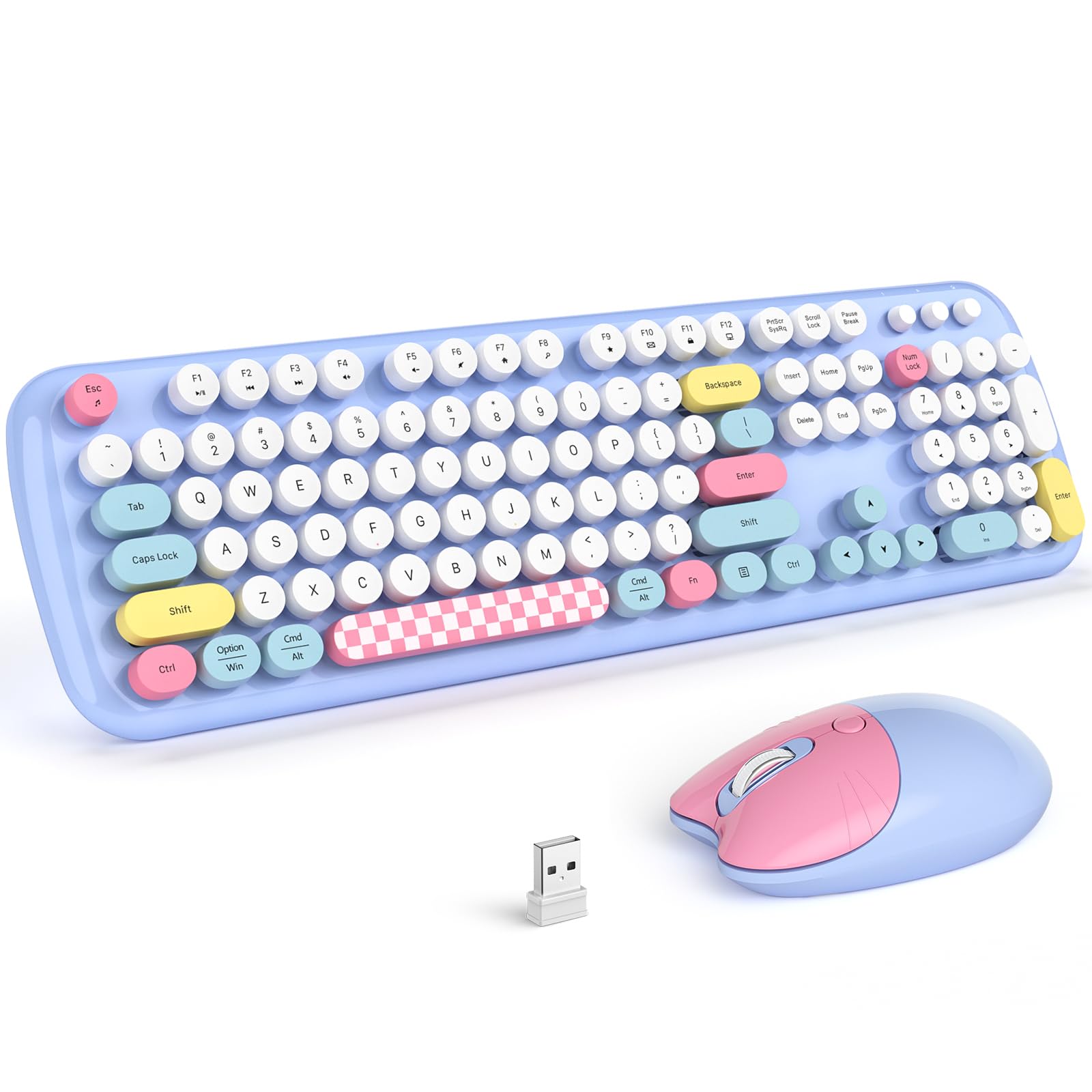 MOFII Wireless Keyboard and Mouse Combo,2.4GHz Retro Full-Size Keyboard with Number Pad and Cute Wireless Mouse for Computer PC Desktops Laptop WindowsxP/7/8/10()