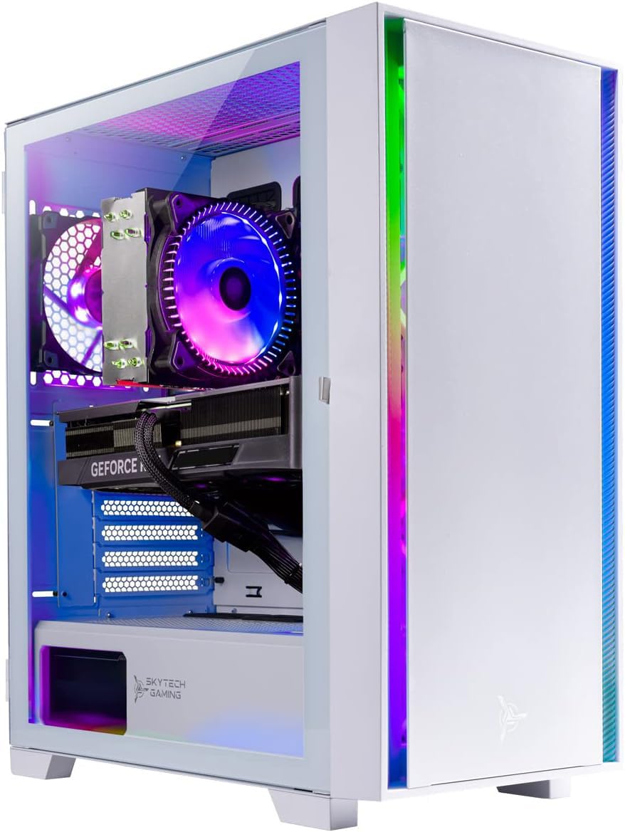 Skytech Gaming Shadow Gaming PC Desktop – Intel Core i7 13700F 2.1 GHz, NVIDIA RTX 4060, 1TB NVME SSD, 16GB DDR4 RAM 3200, 600W Gold PSU, 360mm AIO, 11AC Wi-Fi, Windows 11 Home 64-bit,Black
