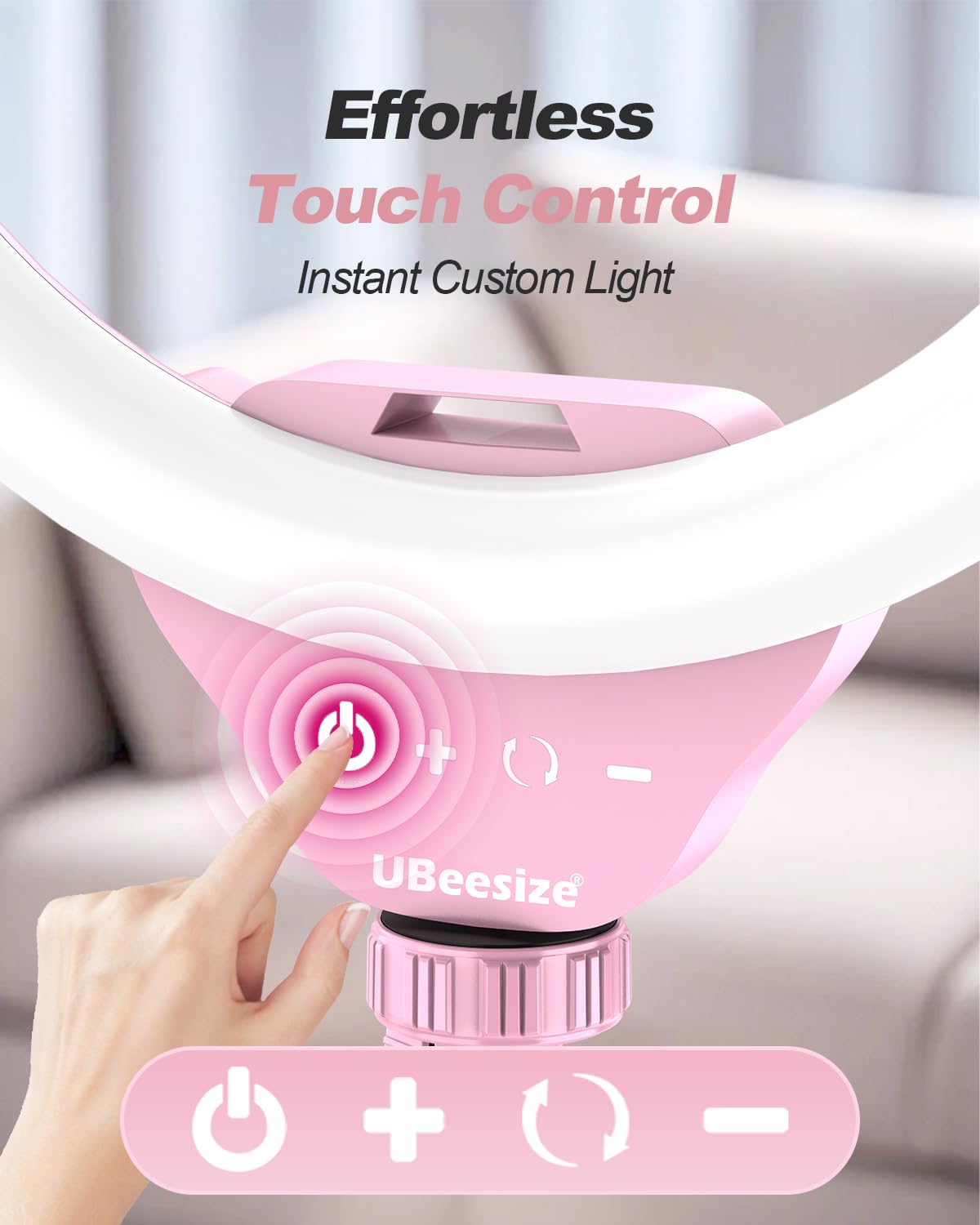 UBeesize 12'' Selfie Ring Light with 62’’ Tripod Stand for Video Recording, Live Streaming(YouTube, Instagram, TIK Tok), Compatible with Phones, Cameras and Webcams: 12in-standard Pink