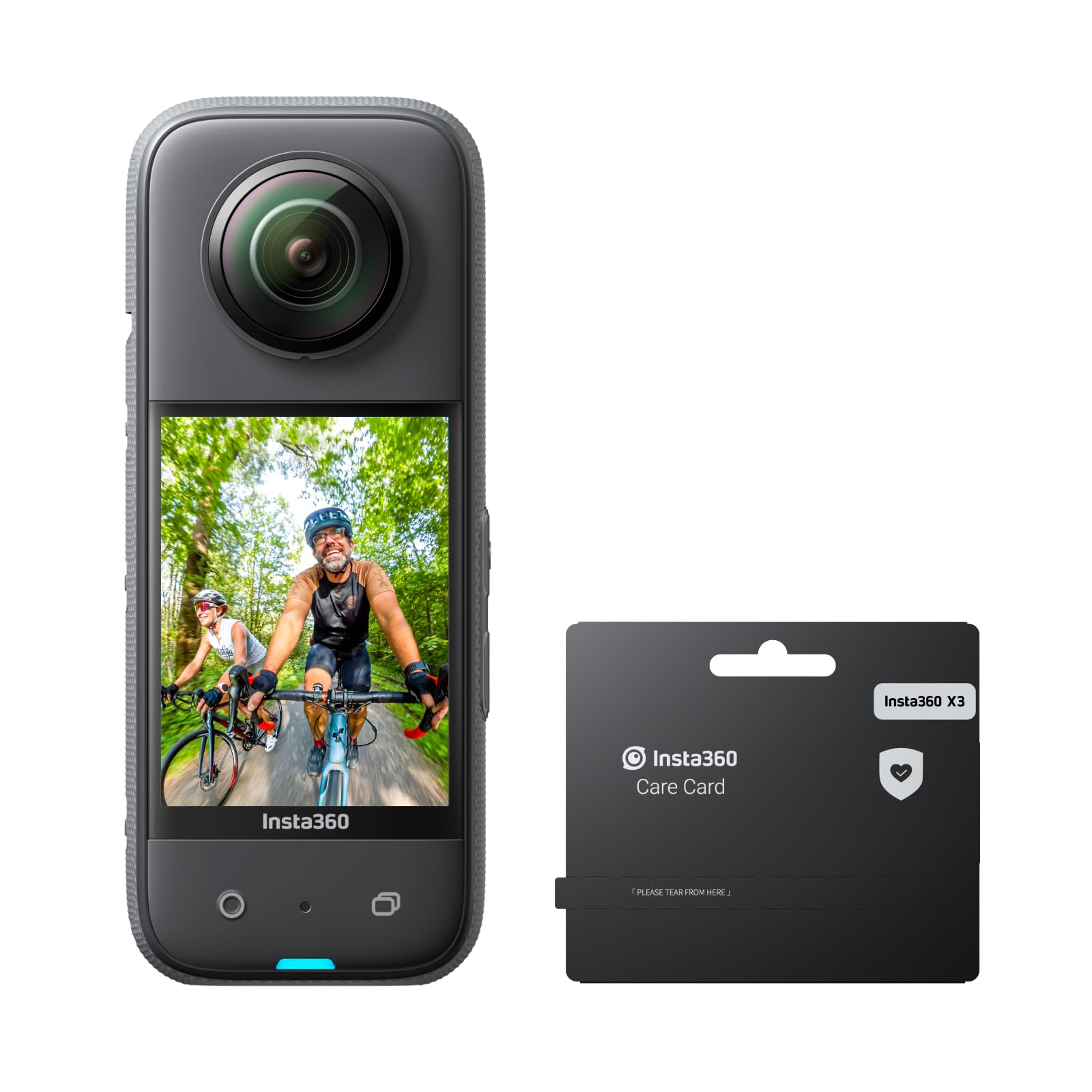 Insta360 X3 Bike Kit - Waterproof 360 Action Camera with 1/2" 48MP Sensors, 5.7K 360 Active HDR Video, 72MP 360 Photo, 4K Single-Lens, 60fps Me Mode, Stabilization, 2.29" Touchscreen, AI Editing