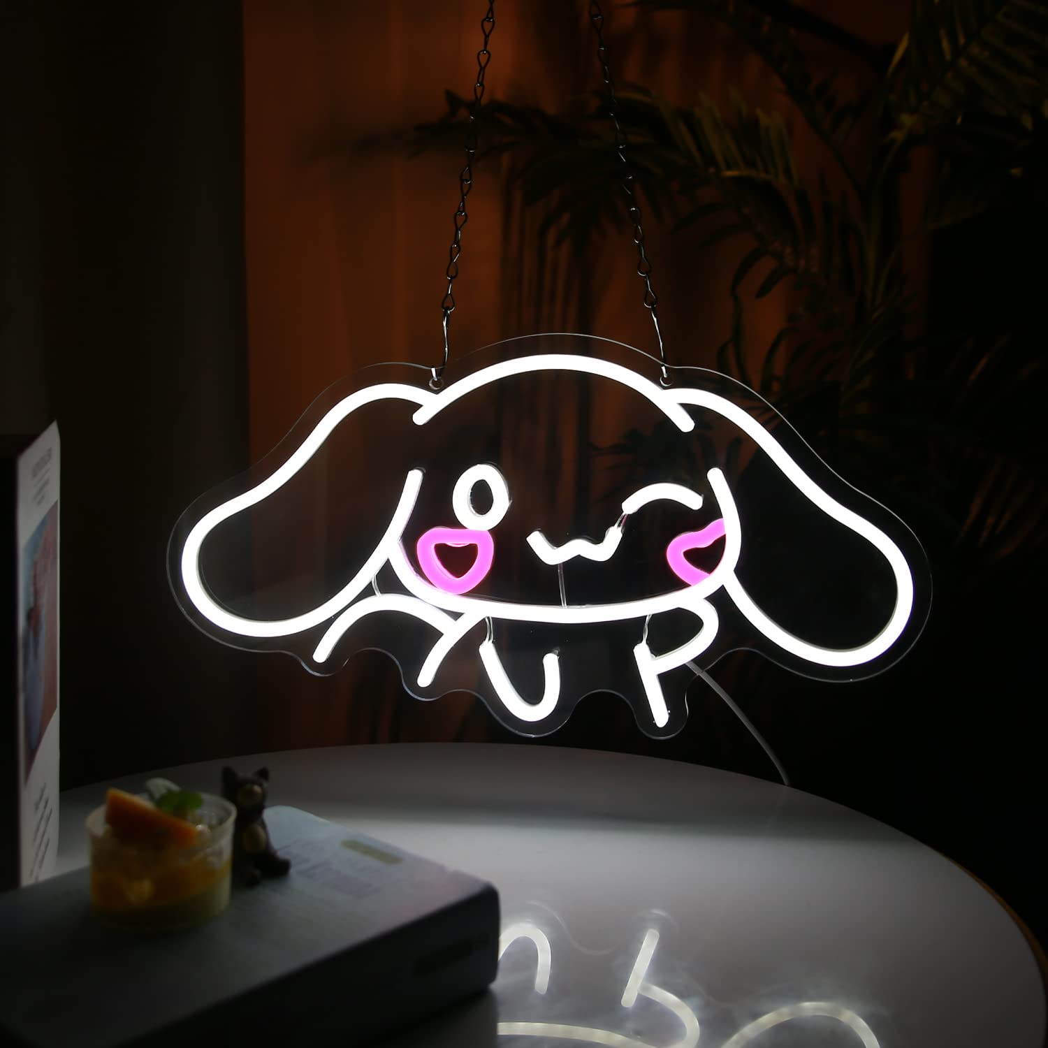 Cinnamoroll Neon Sign USB Powered for Room Decor, Japanese Cartoon Character Dog Dimmable Neon Light Sign for Kids Bedroom Wall Art Birthday Gift 17.5 * 9.5 Inches