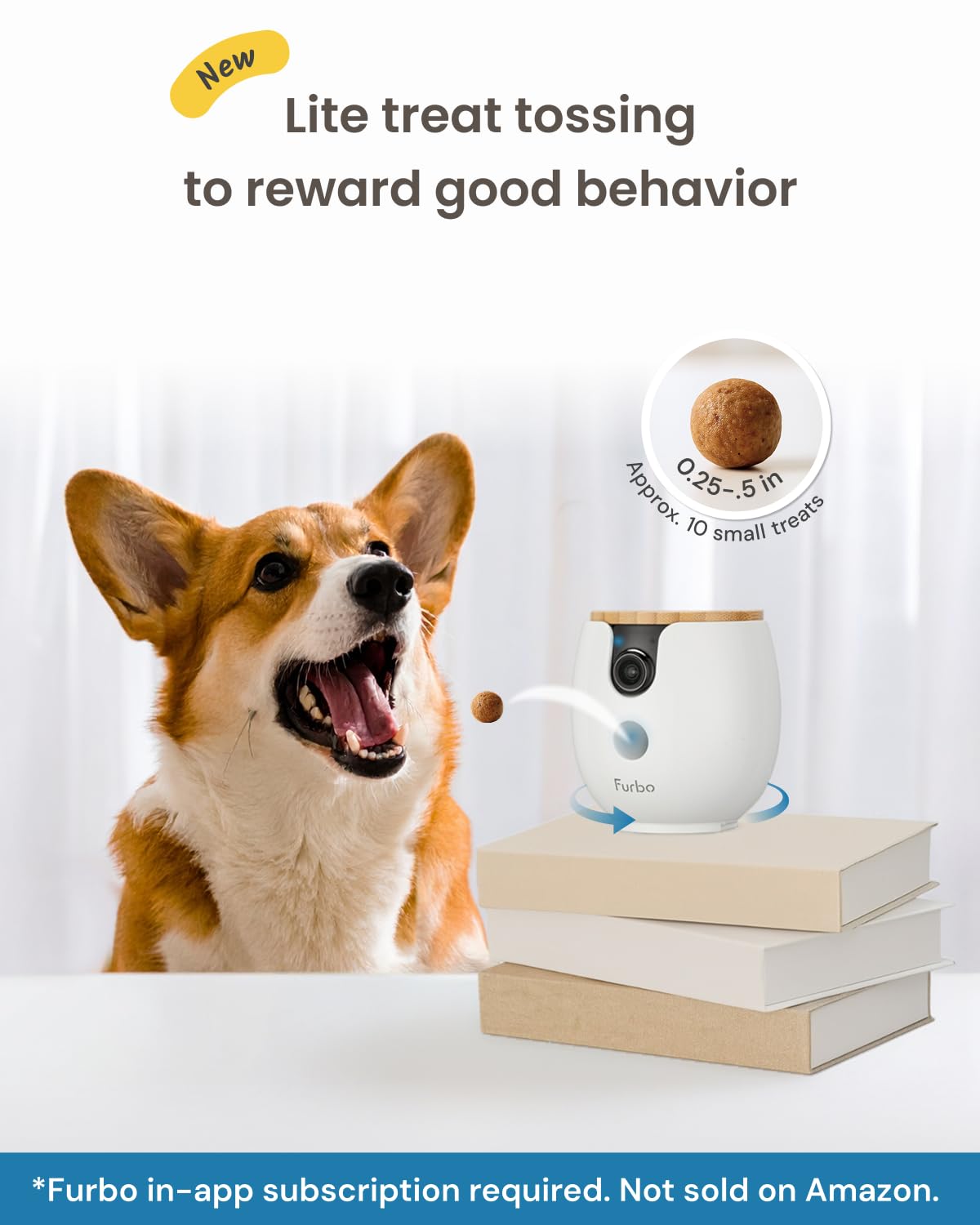 Furbo 360° Dog Camera - Unlock with Paid Plan: Home Security & Dog Safety Alerts, Rotating Pet Treat Dispenser w/ 2-Way Speaker, Smart Indoor Cam w/Phone App (3mo Minimum Subscription Required)