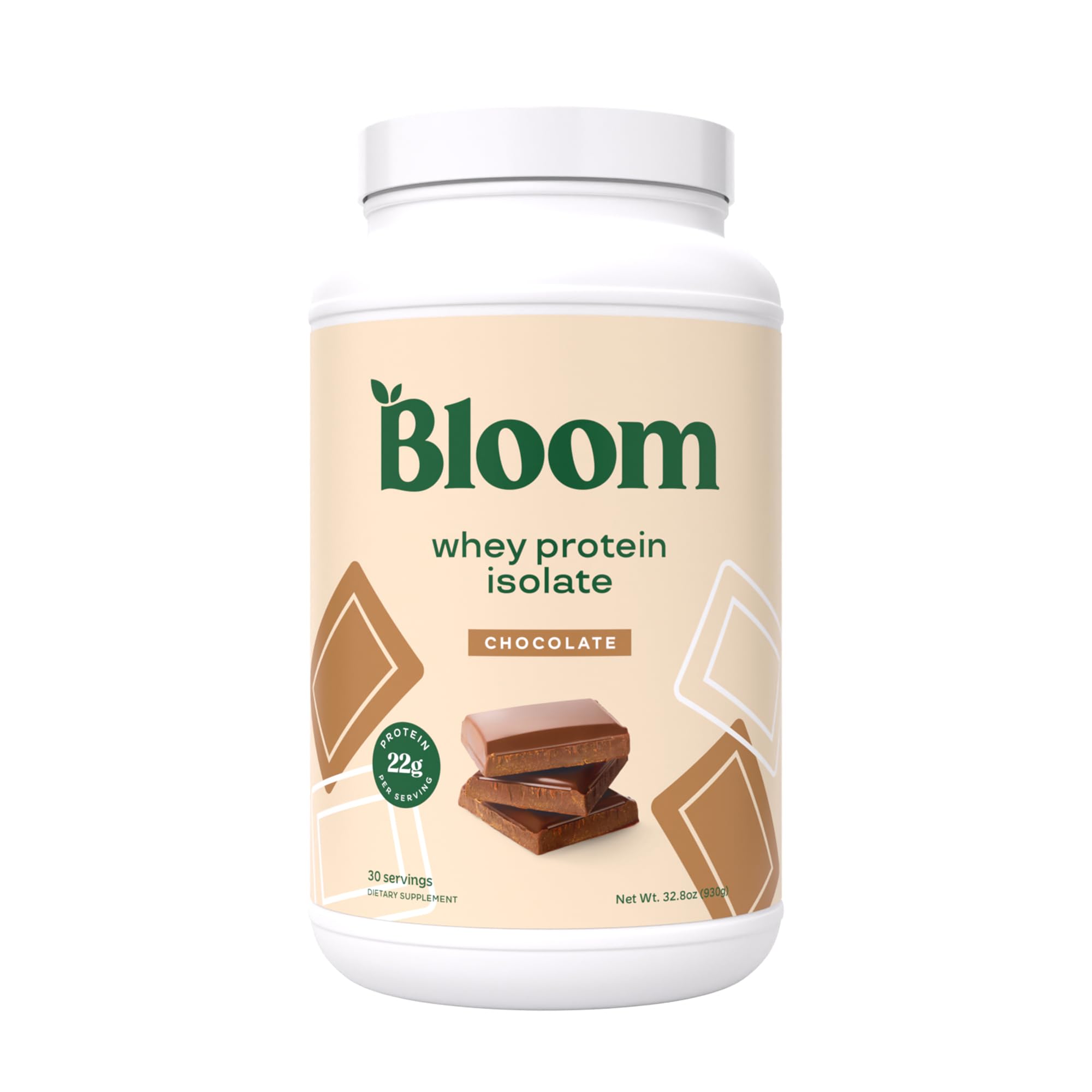 Bloom Nutrition Whey Isolate Protein Powder, Chocolate - Pure Iso Post Workout Recovery Drink Blend, Smoothie Mix with Digestive Enzymes for Gut Health - Low Carb, Keto & Zero Sugar Added