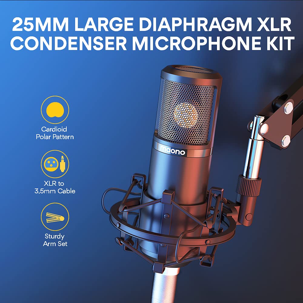 MAONO MaonoCaster Lite All-in-One Podcast Equipment Set with 3.5mm Microphone for Live Streaming, Podcast Recording, PC, Smartphone