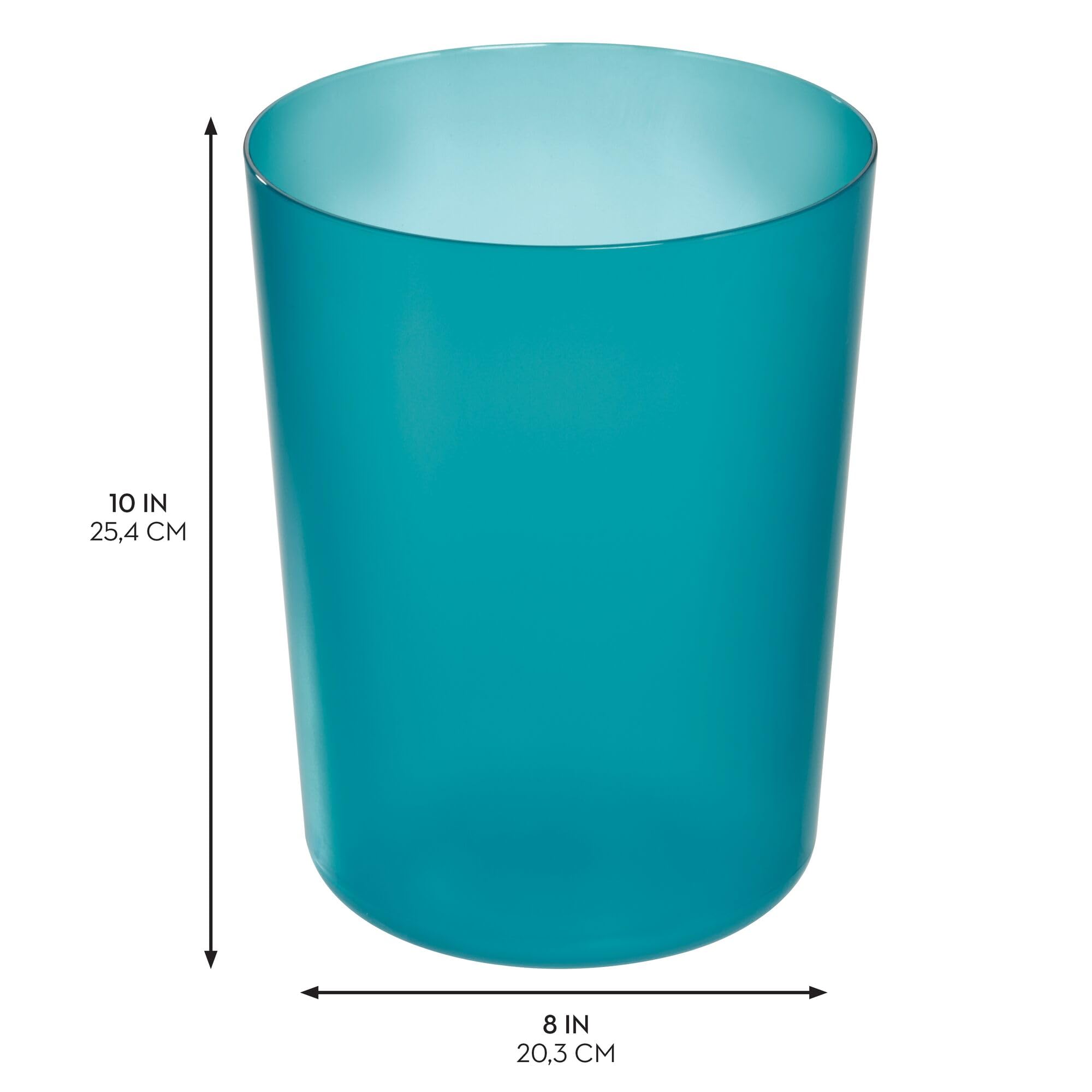 iDesign Round Plastic Trash Can for Bath, Bedroom, Office - The Finn Collection – 7.64" x 10", Magenta