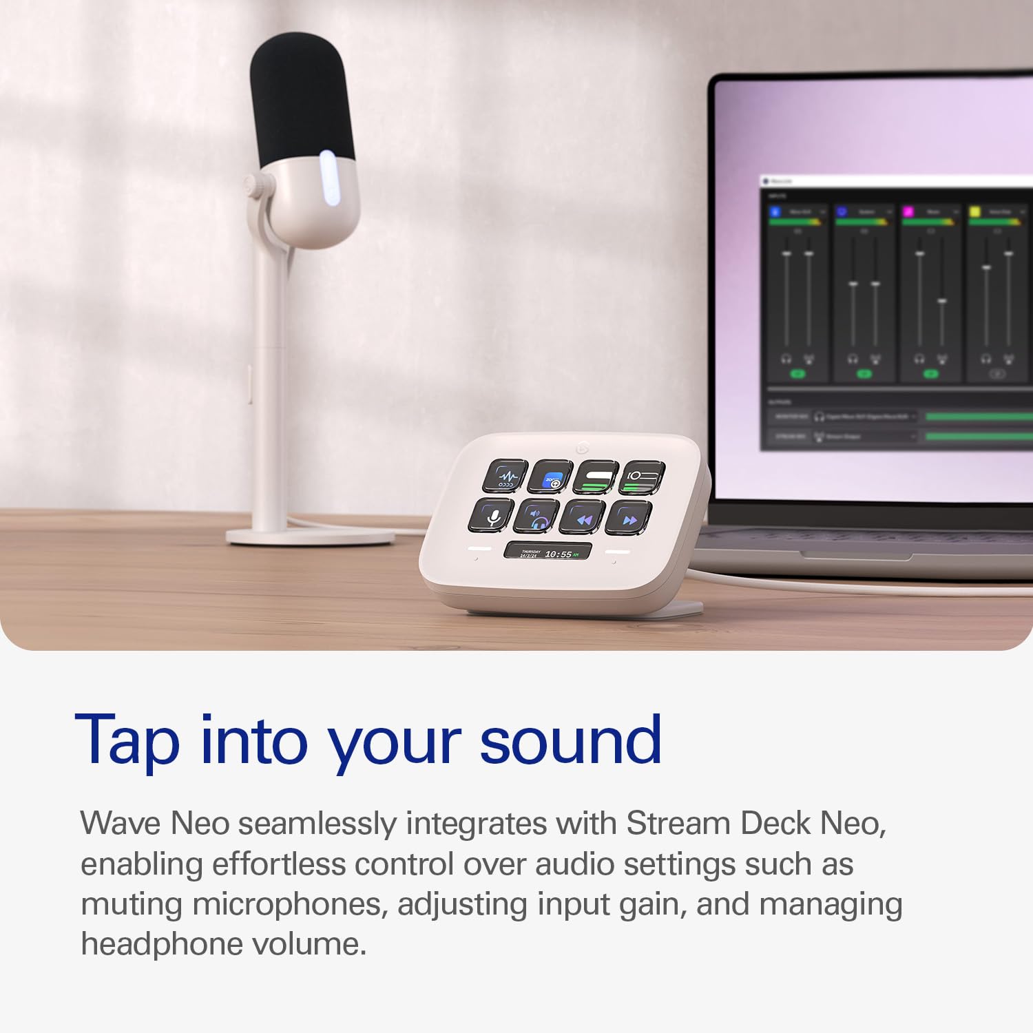 Elgato Wave:3 - Premium Studio Quality USB Condenser Microphone for Streaming, Podcast, Gaming and Home Office, Free Mixer Software, Sound Effect Plugins, Anti-Distortion, Plug ’n Play, for Mac, PC