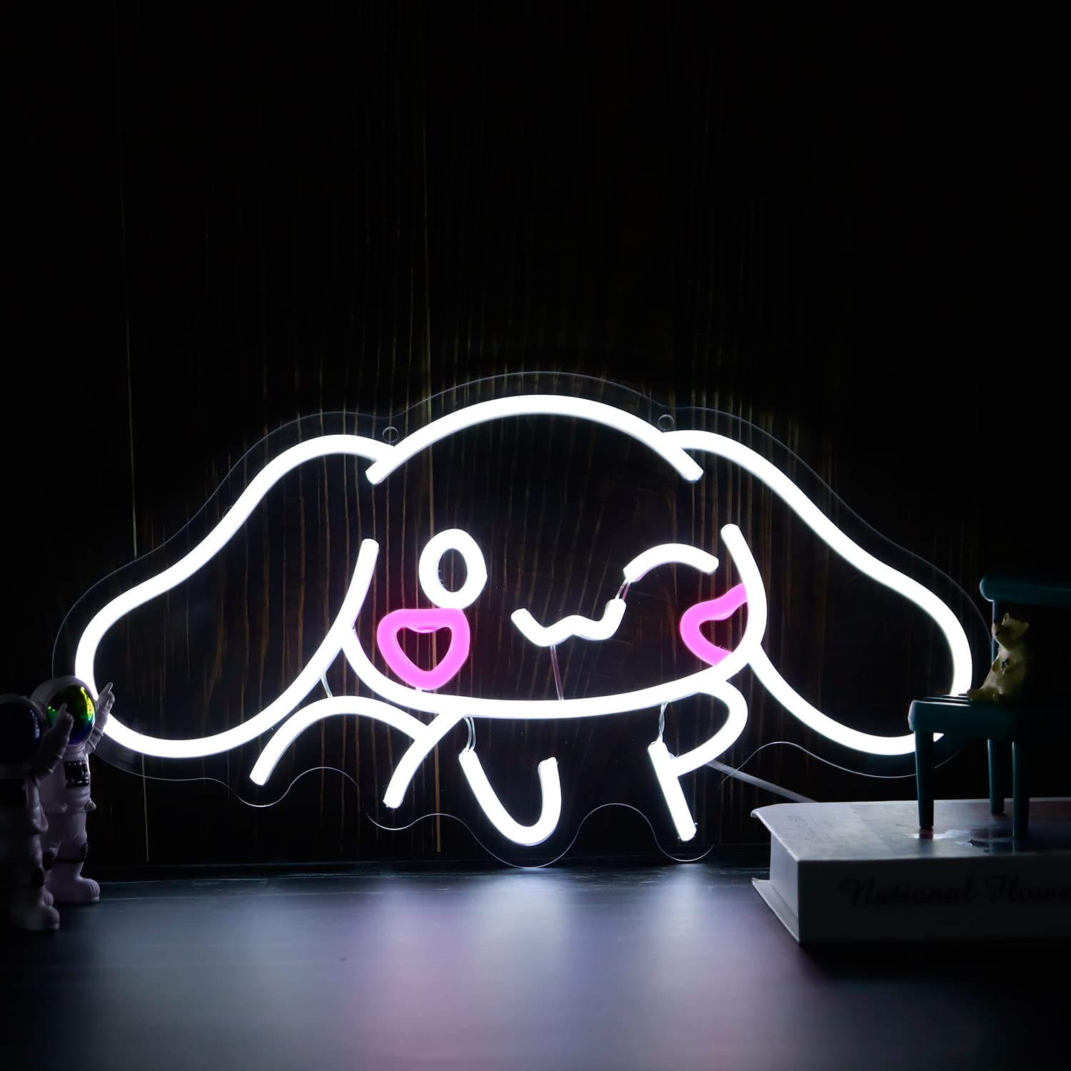 Cinnamoroll Neon Sign USB Powered for Room Decor, Japanese Cartoon Character Dog Dimmable Neon Light Sign for Kids Bedroom Wall Art Birthday Gift 17.5 * 9.5 Inches