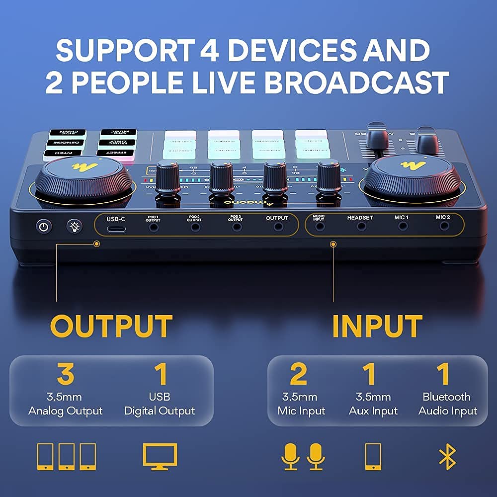 MAONO MaonoCaster Lite All-in-One Podcast Equipment Set with 3.5mm Microphone for Live Streaming, Podcast Recording, PC, Smartphone