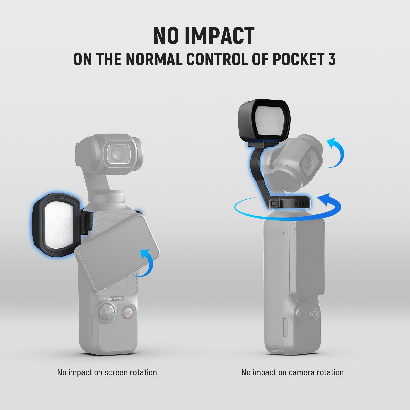NEEWER Basics Magnetic Auxiliary Light Compatible with DJI OSMO Pocket 3 Gimbal Cam Creator Combo, 1.3W USB C Rechargeable Plastic Mini LED Fill Light Attachment for Selfie Vlog Video Recording, M21