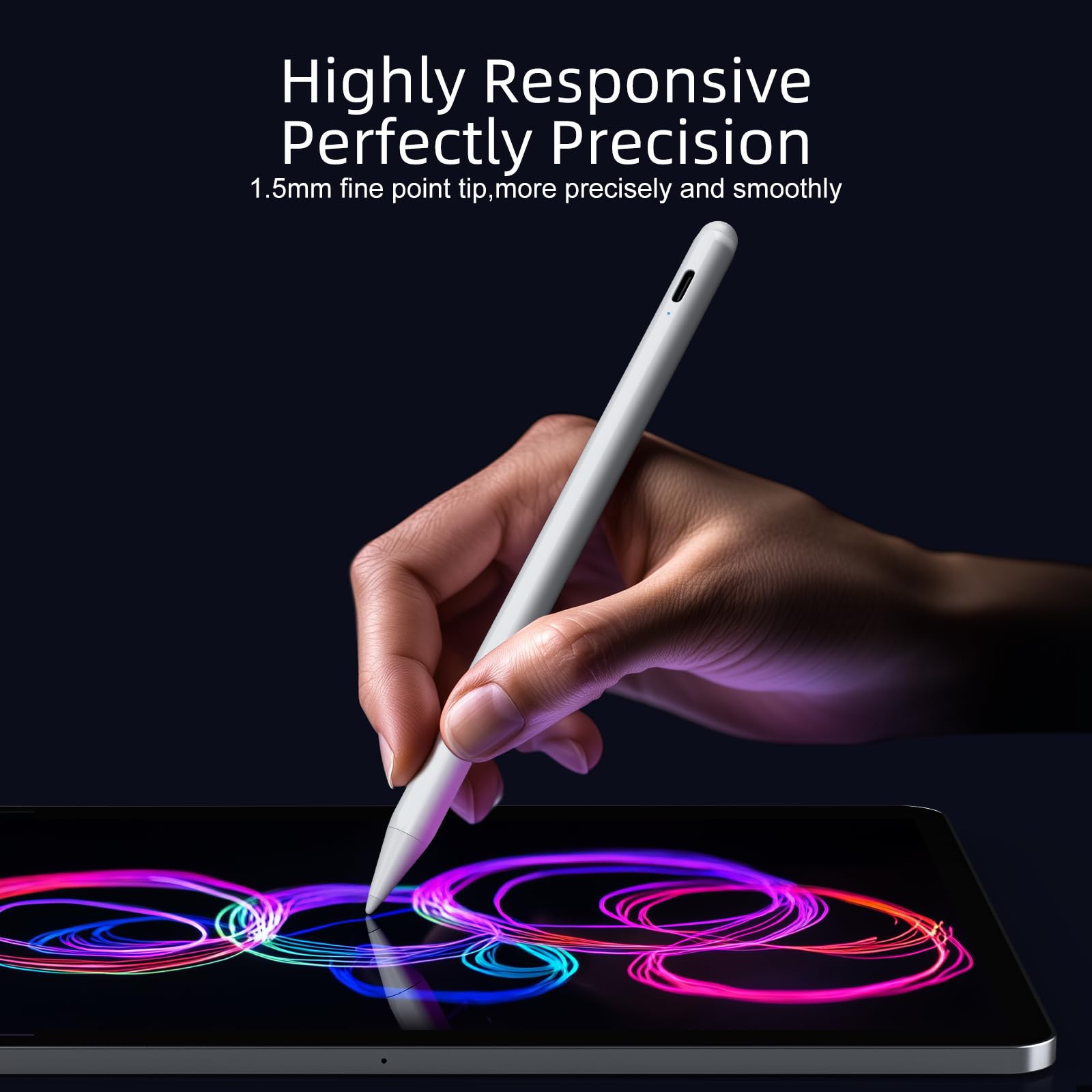 Stylus Pen for iPad 6th-11th Generation-2X Fast Charge Active Pencil Compatible with 2018-2025 Apple iPad Pro 11"/12.9"/M4, iPad Air 3/4/5/M2/M3,iPad mini 5/6 Gen-