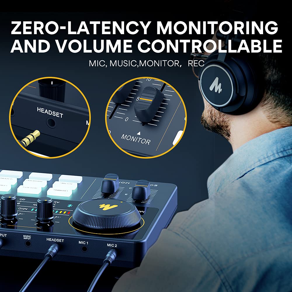 MAONO MaonoCaster Lite All-in-One Podcast Equipment Set with 3.5mm Microphone for Live Streaming, Podcast Recording, PC, Smartphone