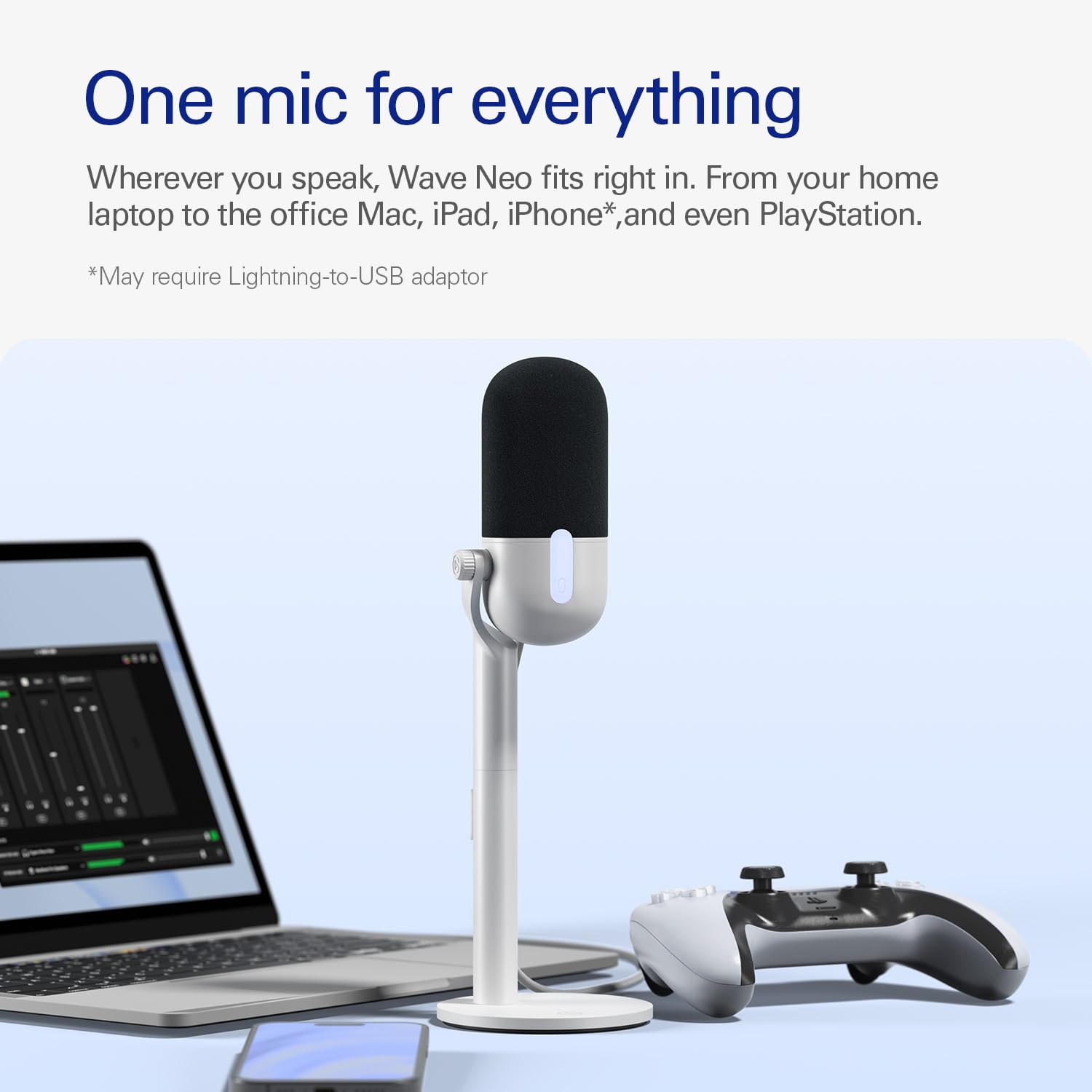Elgato Wave:3 - Premium Studio Quality USB Condenser Microphone for Streaming, Podcast, Gaming and Home Office, Free Mixer Software, Sound Effect Plugins, Anti-Distortion, Plug ’n Play, for Mac, PC