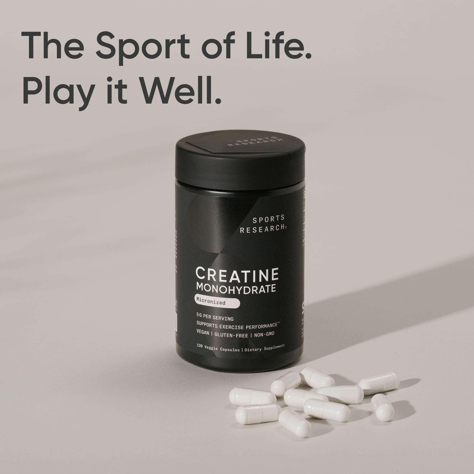 Sports Research Creatine Monohydrate - Gain Lean Muscle, Improve Performance and Strength and Support Workout Recovery - 5 g Micronized Creatine - 1.1LBS