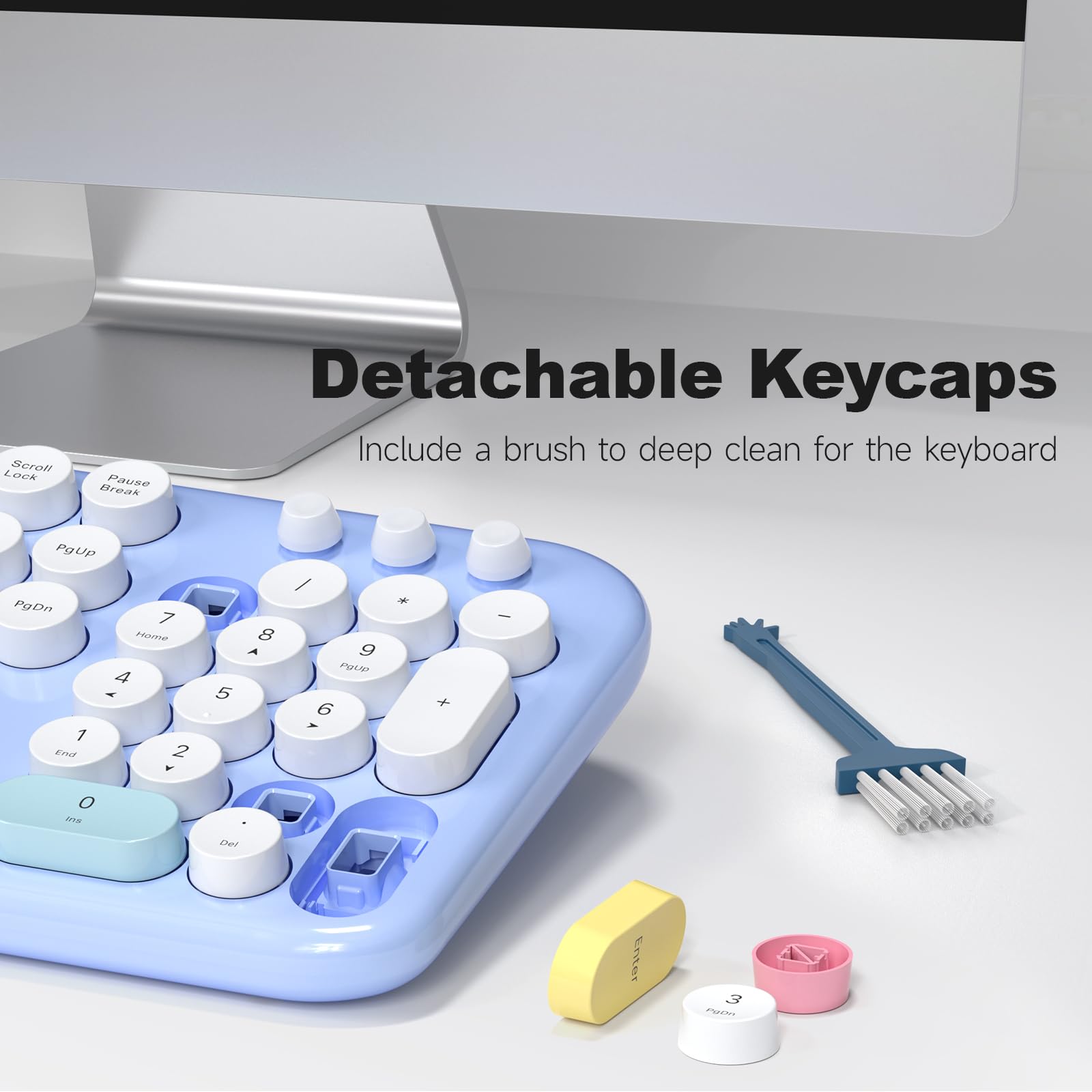 MOFII Wireless Keyboard and Mouse Combo,2.4GHz Retro Full-Size Keyboard with Number Pad and Cute Wireless Mouse for Computer PC Desktops Laptop WindowsxP/7/8/10()