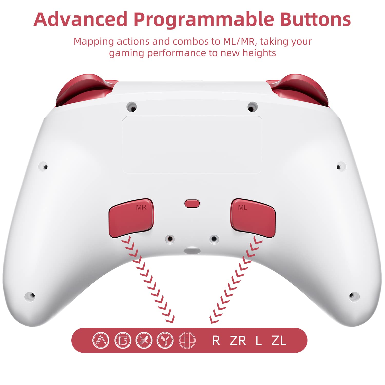 Mytrix Wireless Controllers for Switch/Switch 2, Windows PC iOS Android Steam/Steam Deck, Bluetooth Controller with Programmable, Hall Effect Joysticks, Adjustable LED Light/Turbo/Vibration