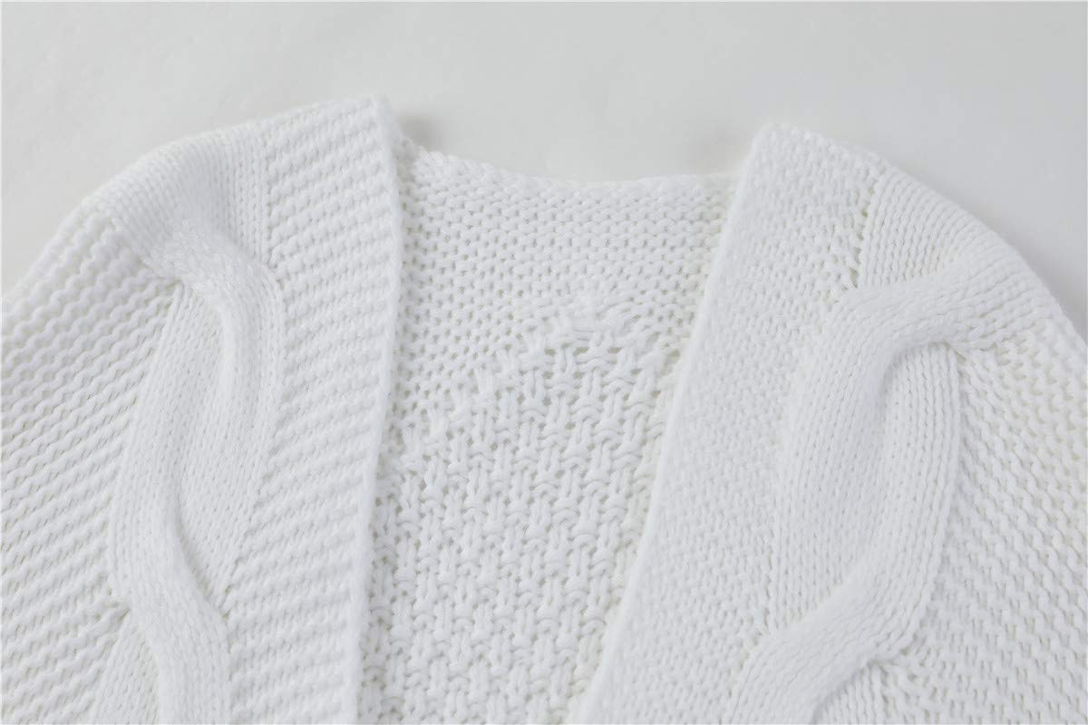 Remikstyt Womens Chunky Cardigan Cable Knit Oversized Open Front Cardigan Sweaters: Large White