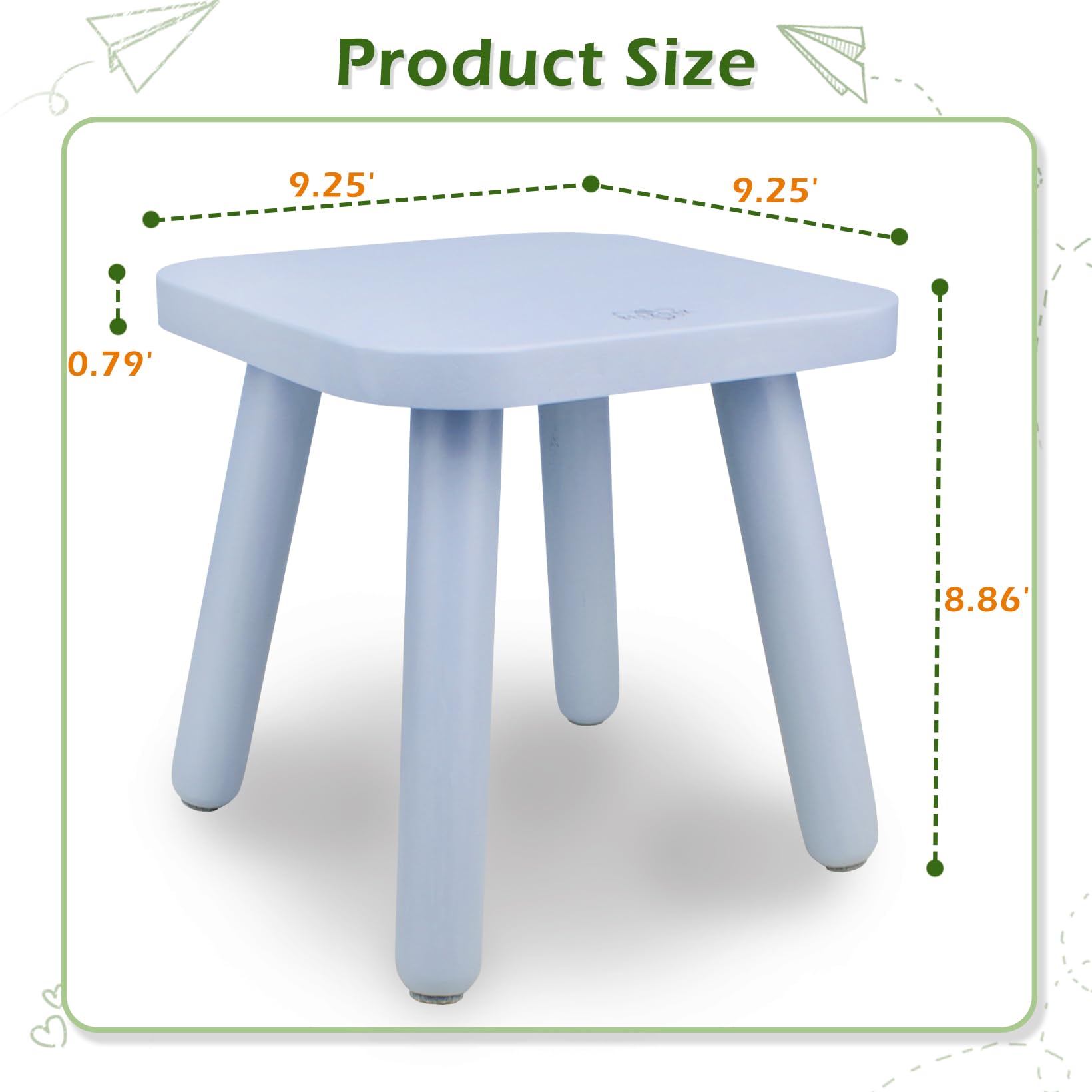 BEE&OAK Wooden Step Stools for Adults, Solid Rubber Wood Non-Slip Step Foot Stool, Heavy Duty 300 lbs One Step Stool for Bedroom, Bathroom, Kitchen (Pink, 9.25" (D) x 9.25"(W) x 8.86"(H))