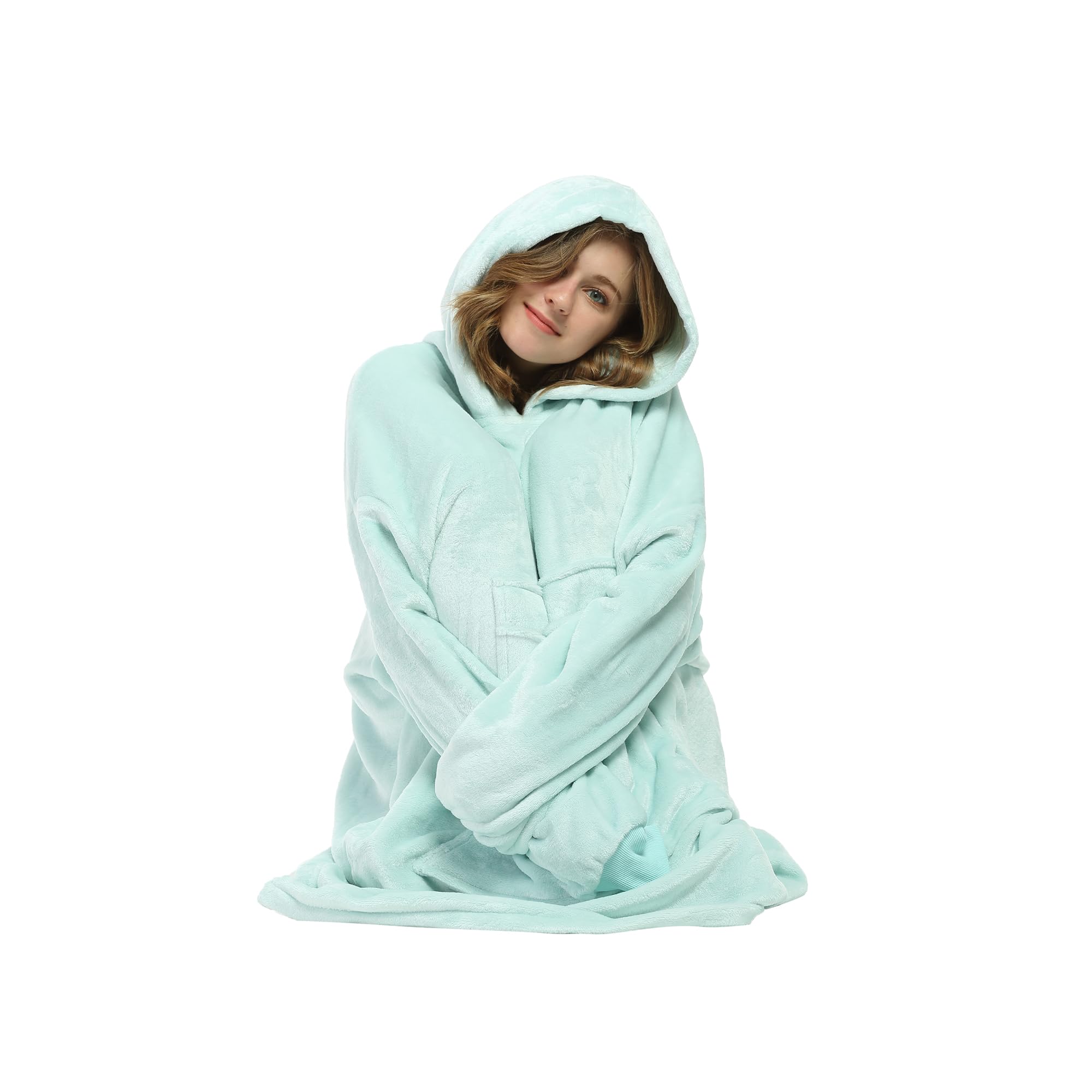 Catalonia Oversized Blanket Hoodie Sweatshirt, Wearable Sherpa Lounging Pullover for Adults Women Men