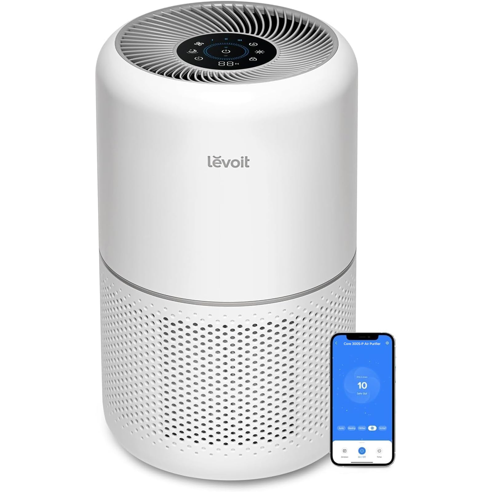 LEVOIT Air Purifier for Home Allergies Pet Hair in Bedroom, Covers Up to 1073 ft² by 56W High Torque Motor, AHAM VERIFIDE, 3-in-1 Filter with HEPA Sleep Mode, Remove Dust Smoke Odor, Core300-P, White: White WIFI enabled Purifier