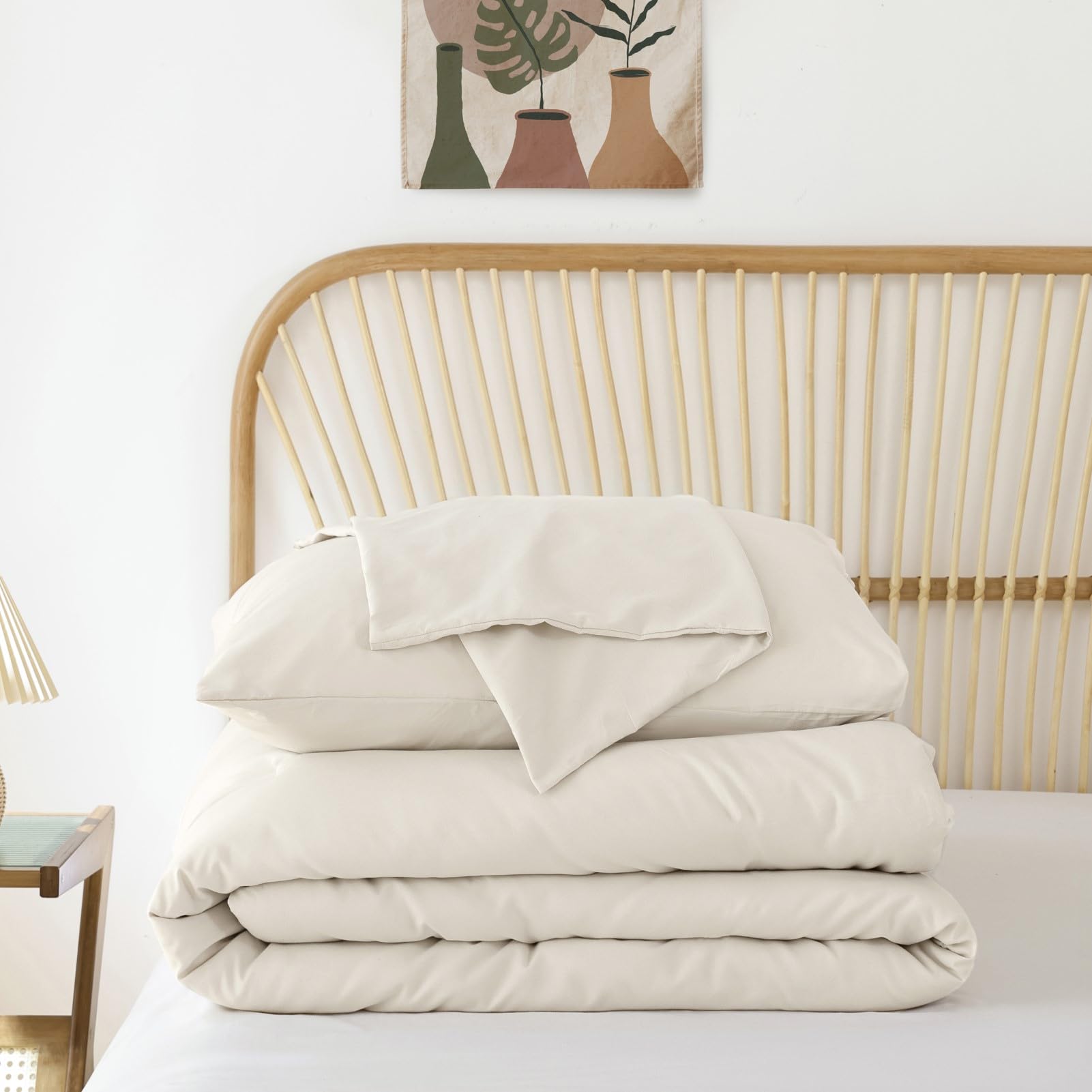 ROSGONIA Queen Comforter Set Oatmeal, 3pcs(1 Boho Oatmeal Comforter & 2 Pillowcases) All Season Soft Bedding Lightweight Bedspread Blanket Quilt: California King Comforter 104"x96" Beige